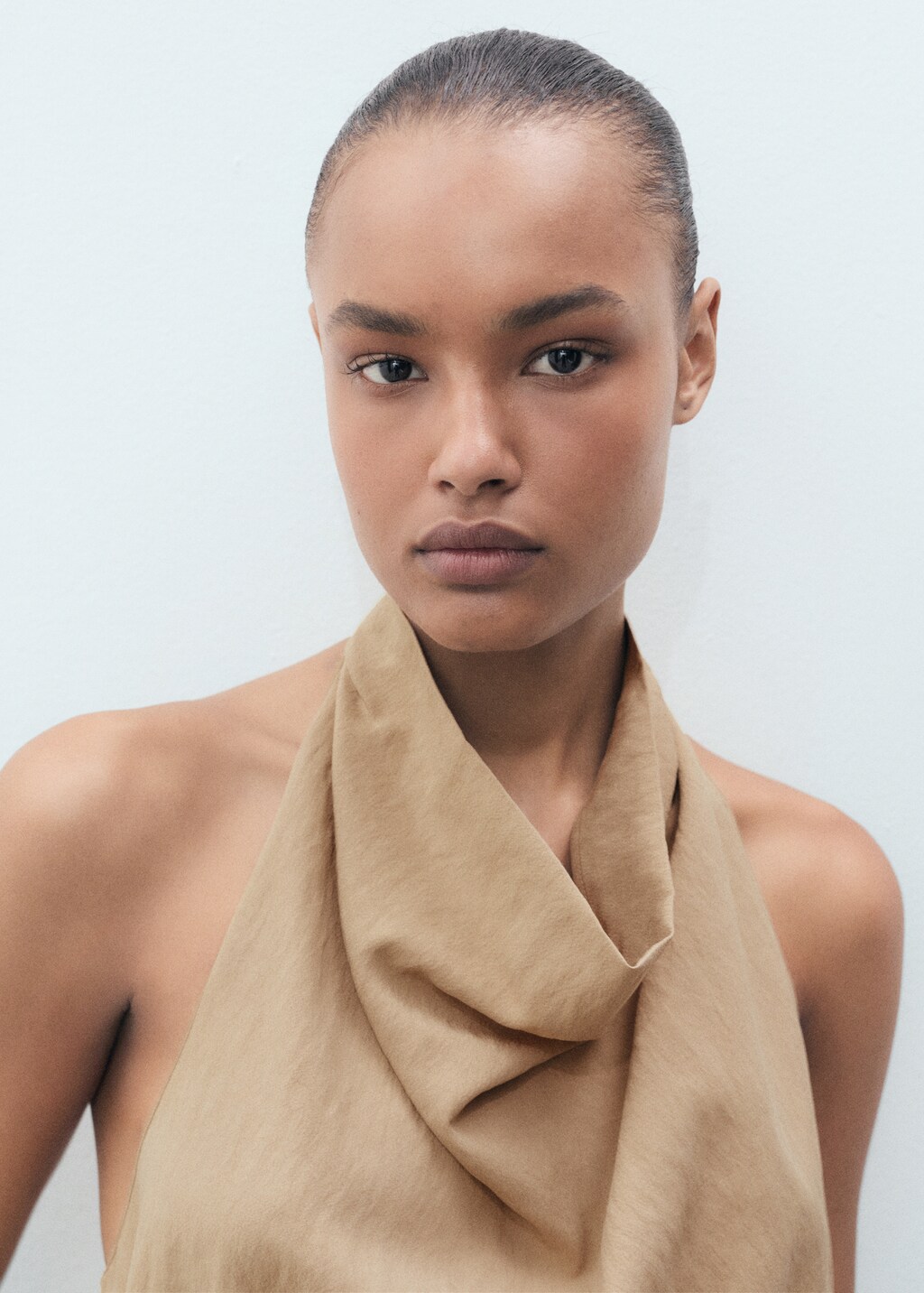 Lyocell top with draped neck