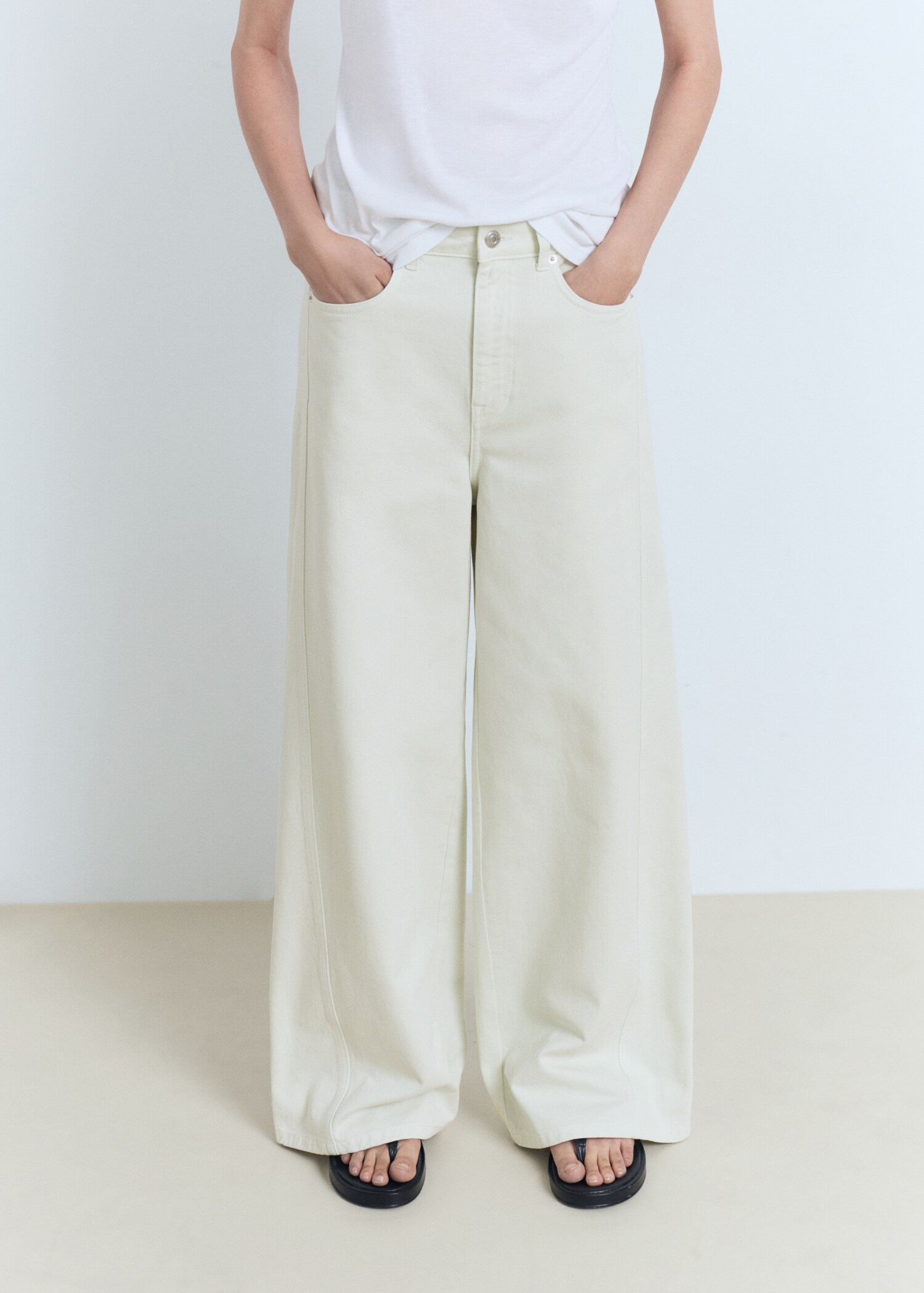 Jeans wideleg tiro medio - Plano medio