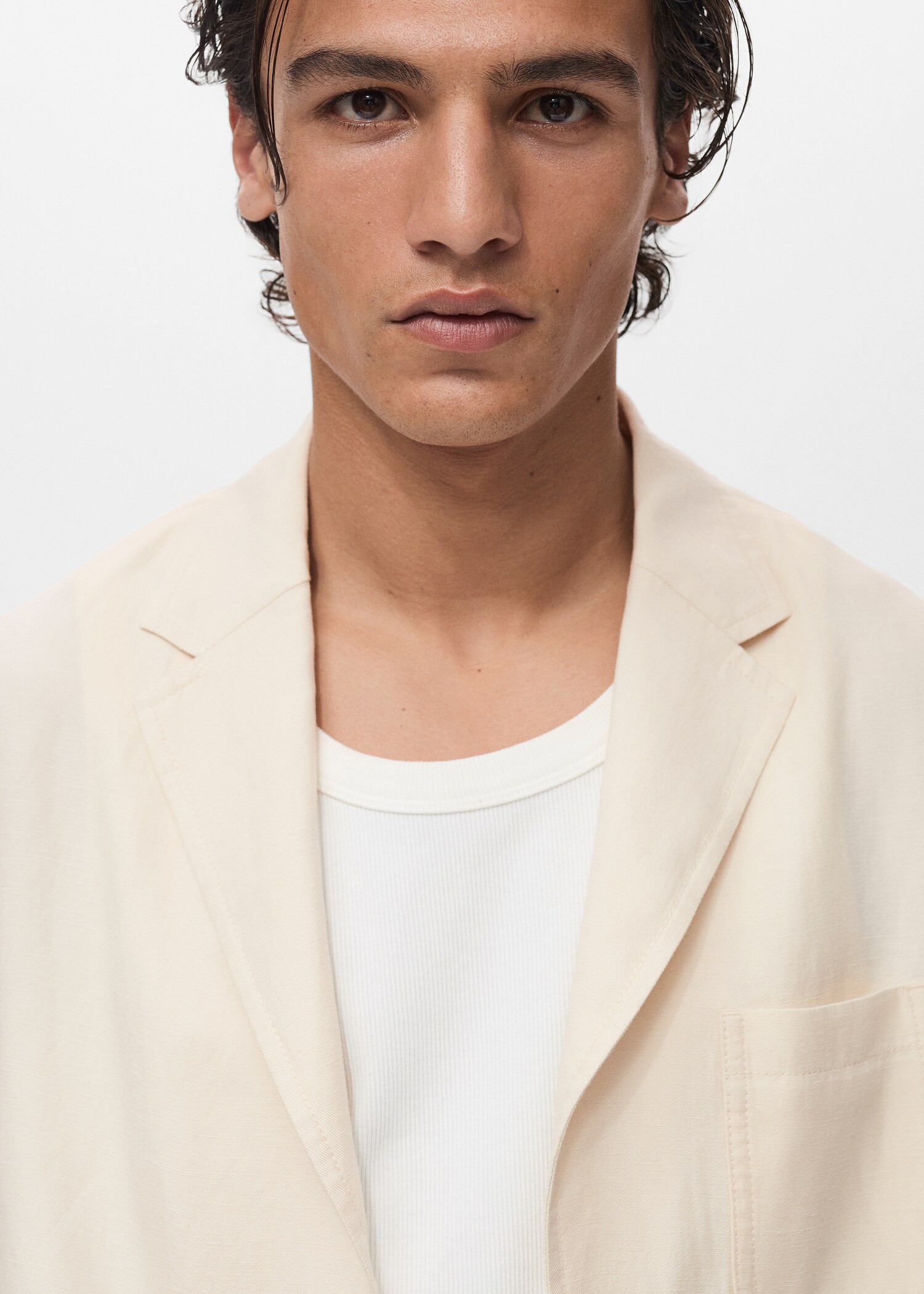 Linen-lyocell blend suit jacket - Details of the article 1