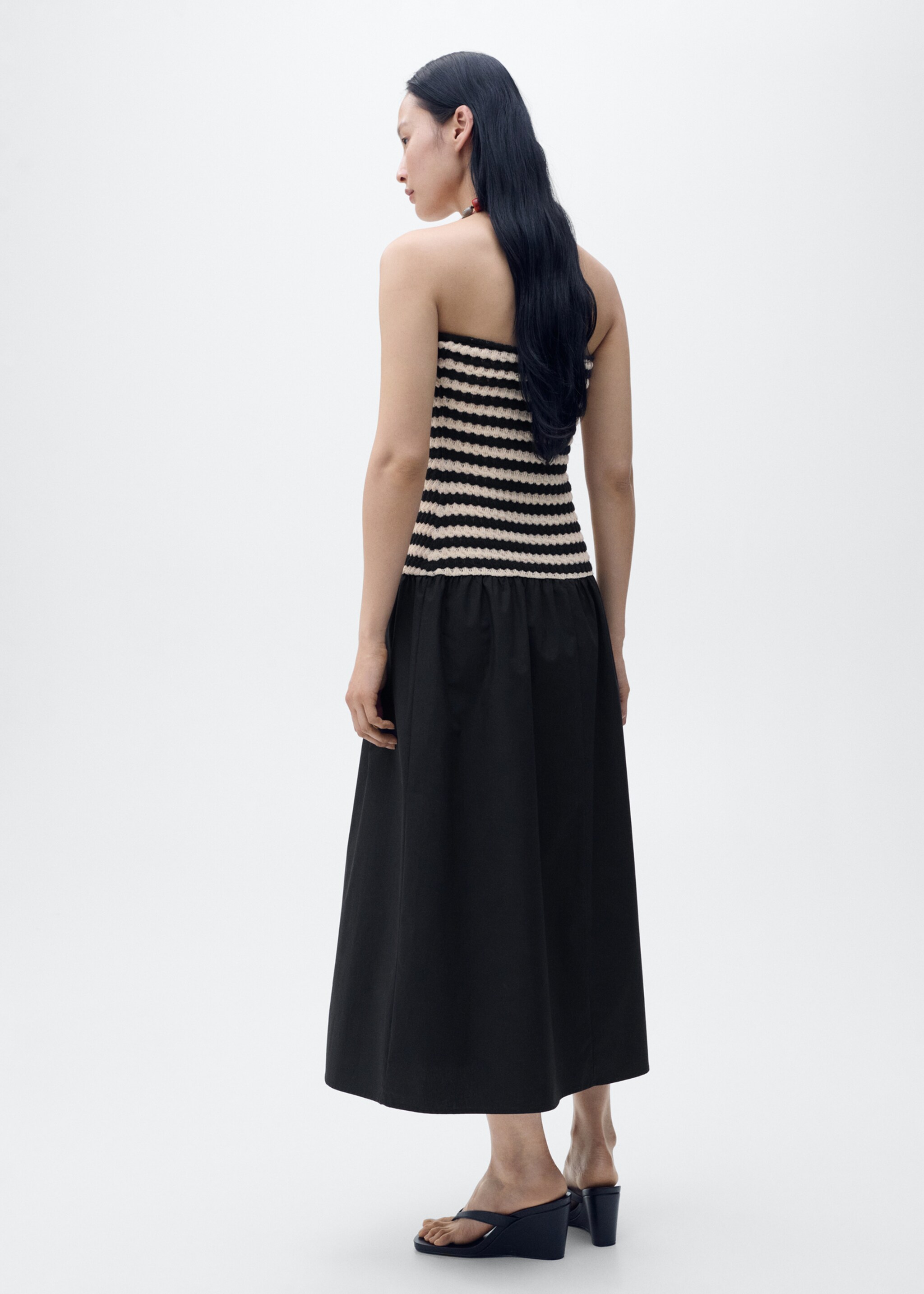 Vestido palabra de honor combinado rayas - Reverso del artículo