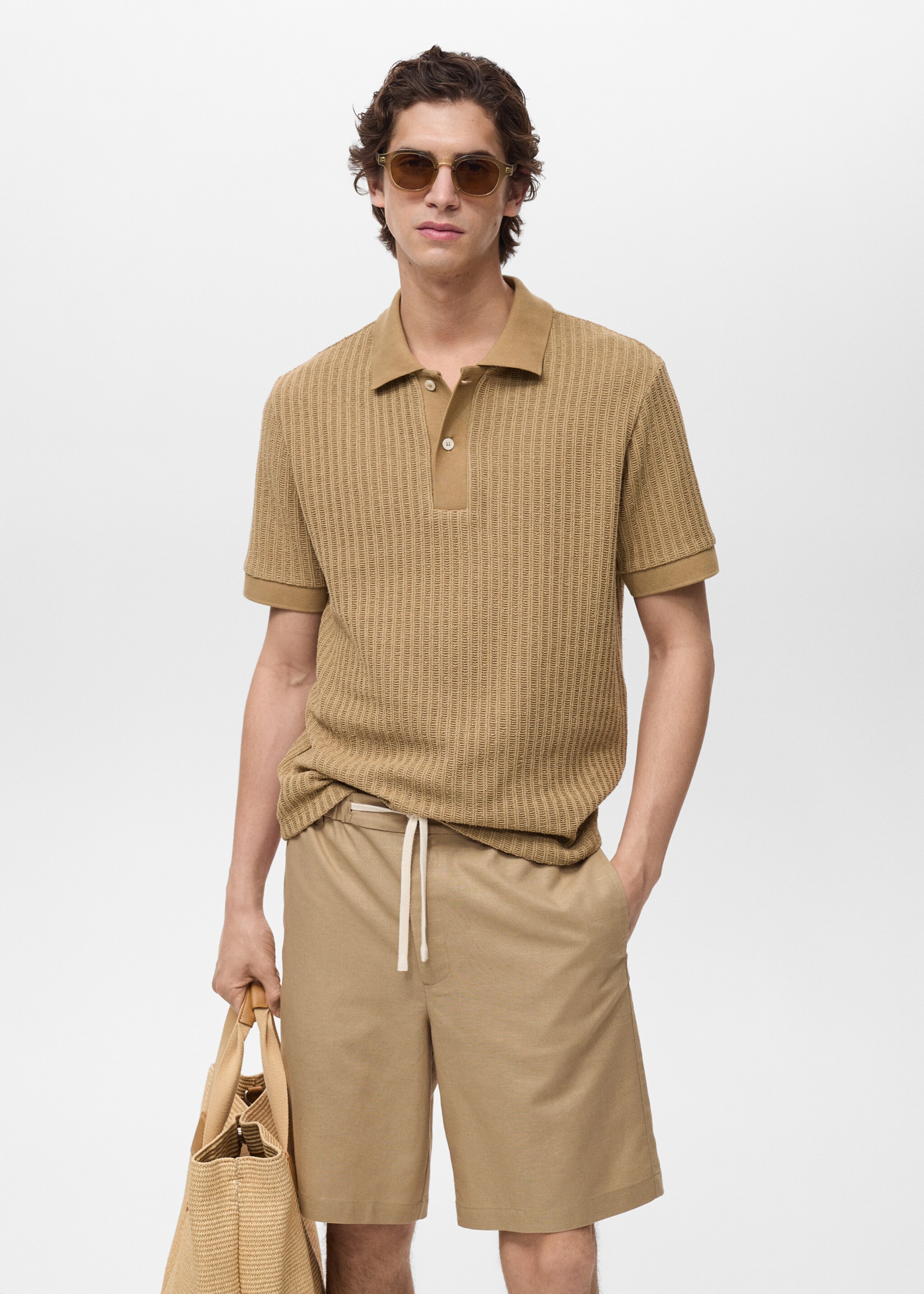 Polo din tricot gros ripsat - Plan mediu