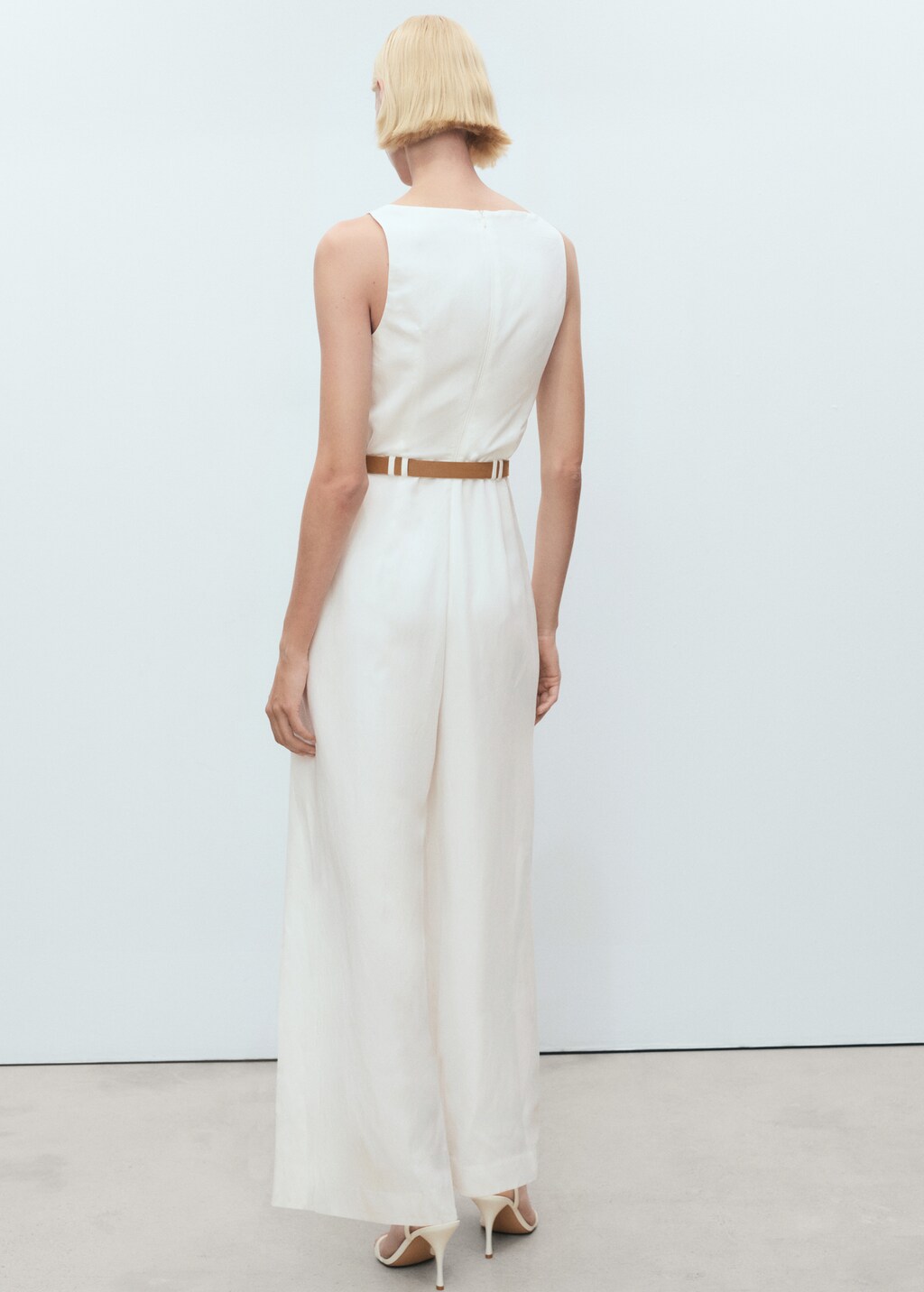 Long lyocell jumpsuit with belt - image 3