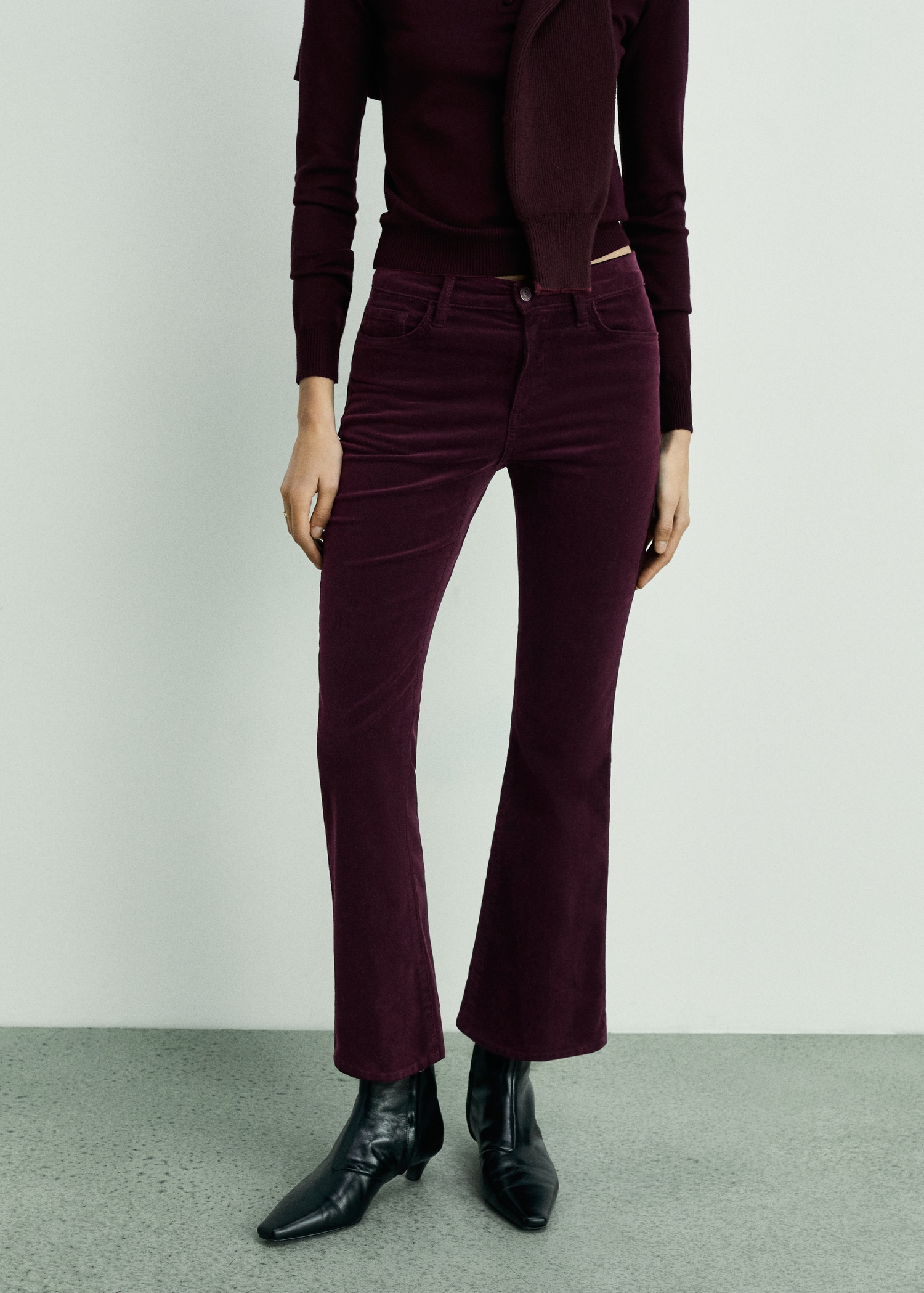 Sienna flared cropped corduroy trousers - Medium plane