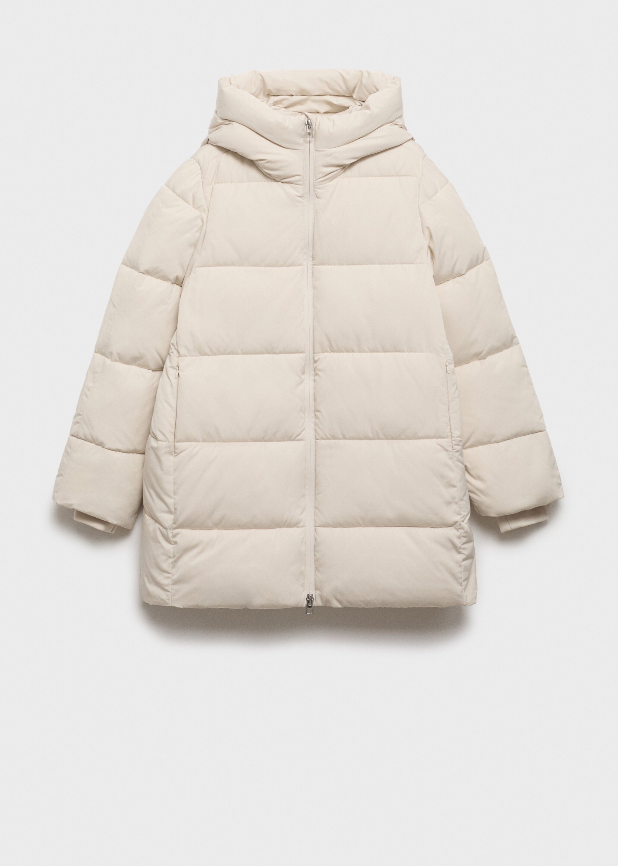 Quilted midi anorak with hood - Article without model