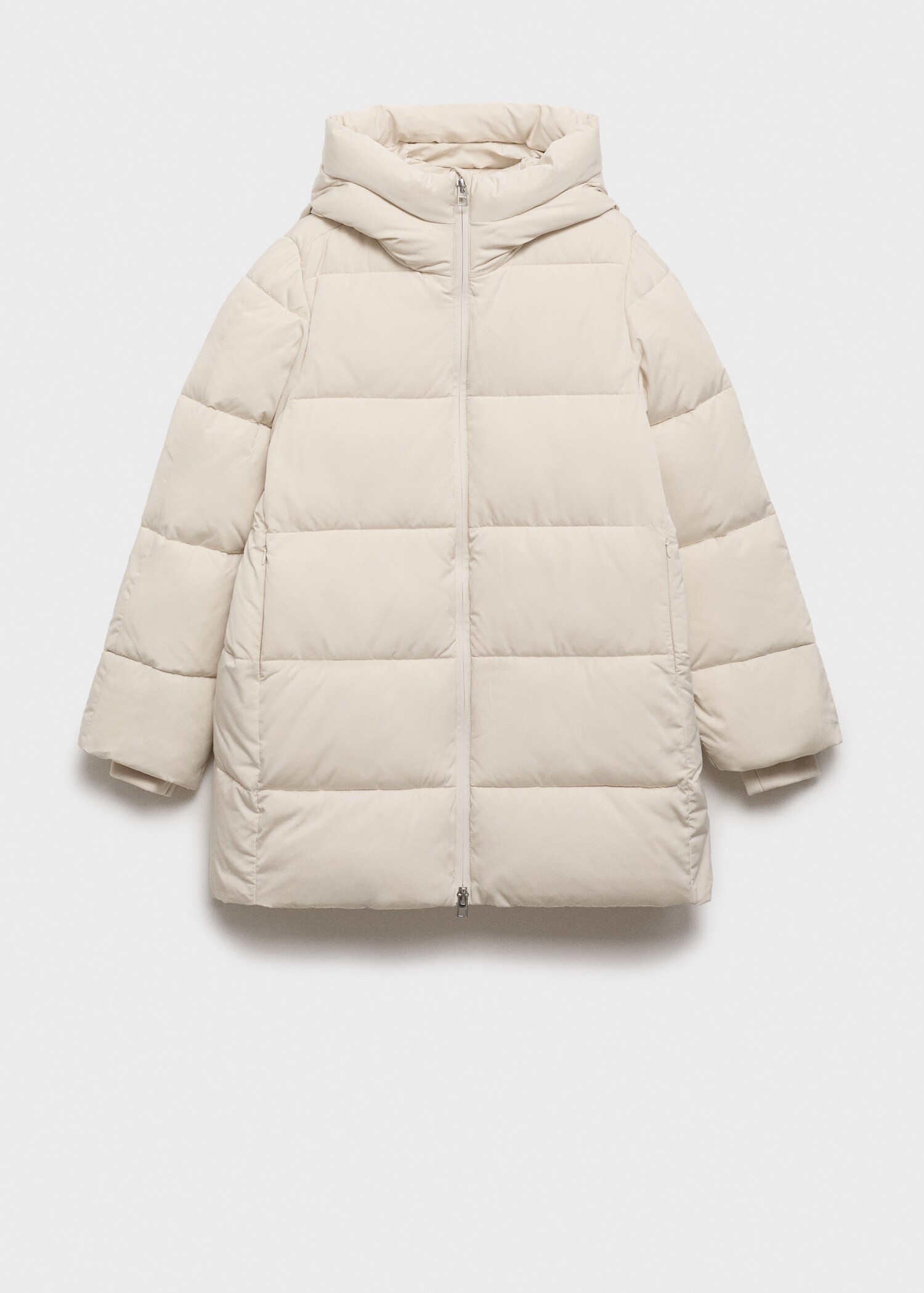 Quilted midi anorak with hood - Article without model