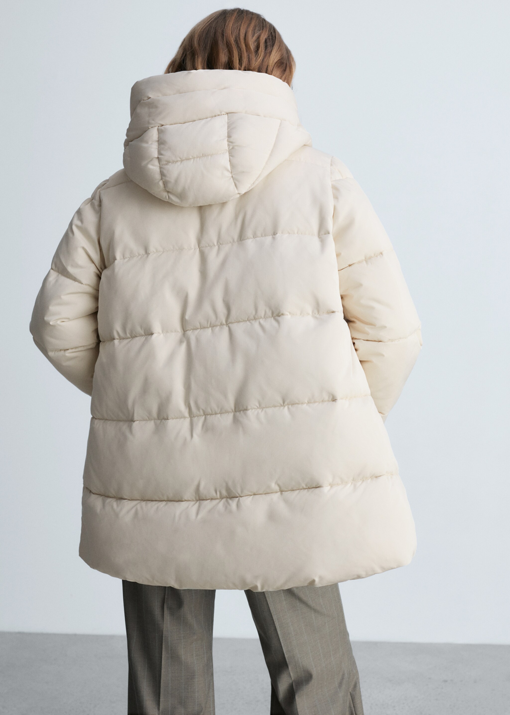 Quilted midi anorak with hood - Reverse of the article