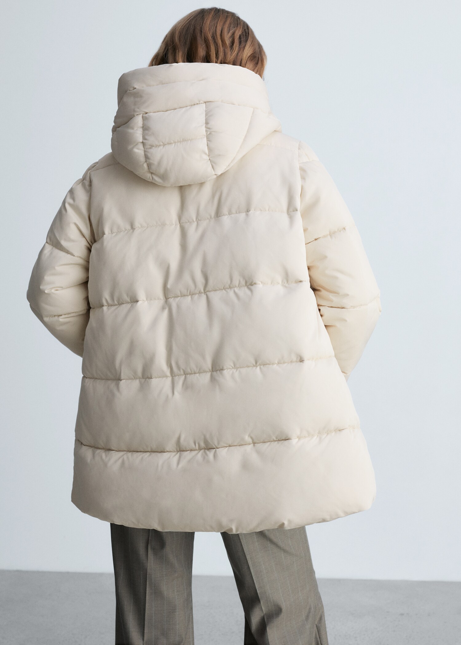 Quilted midi anorak with hood - Reverse of the article