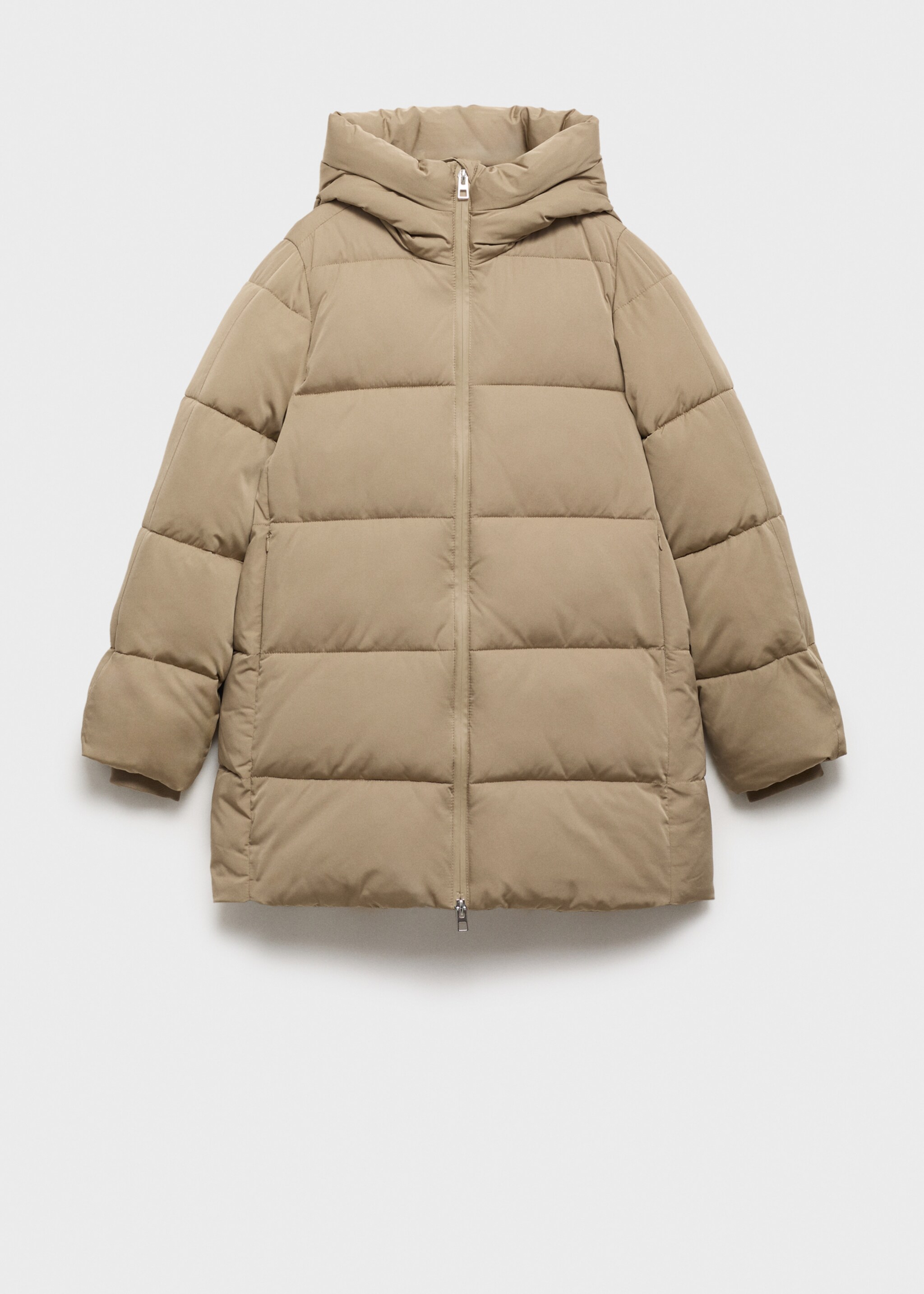 Quilted midi anorak with hood - Article without model
