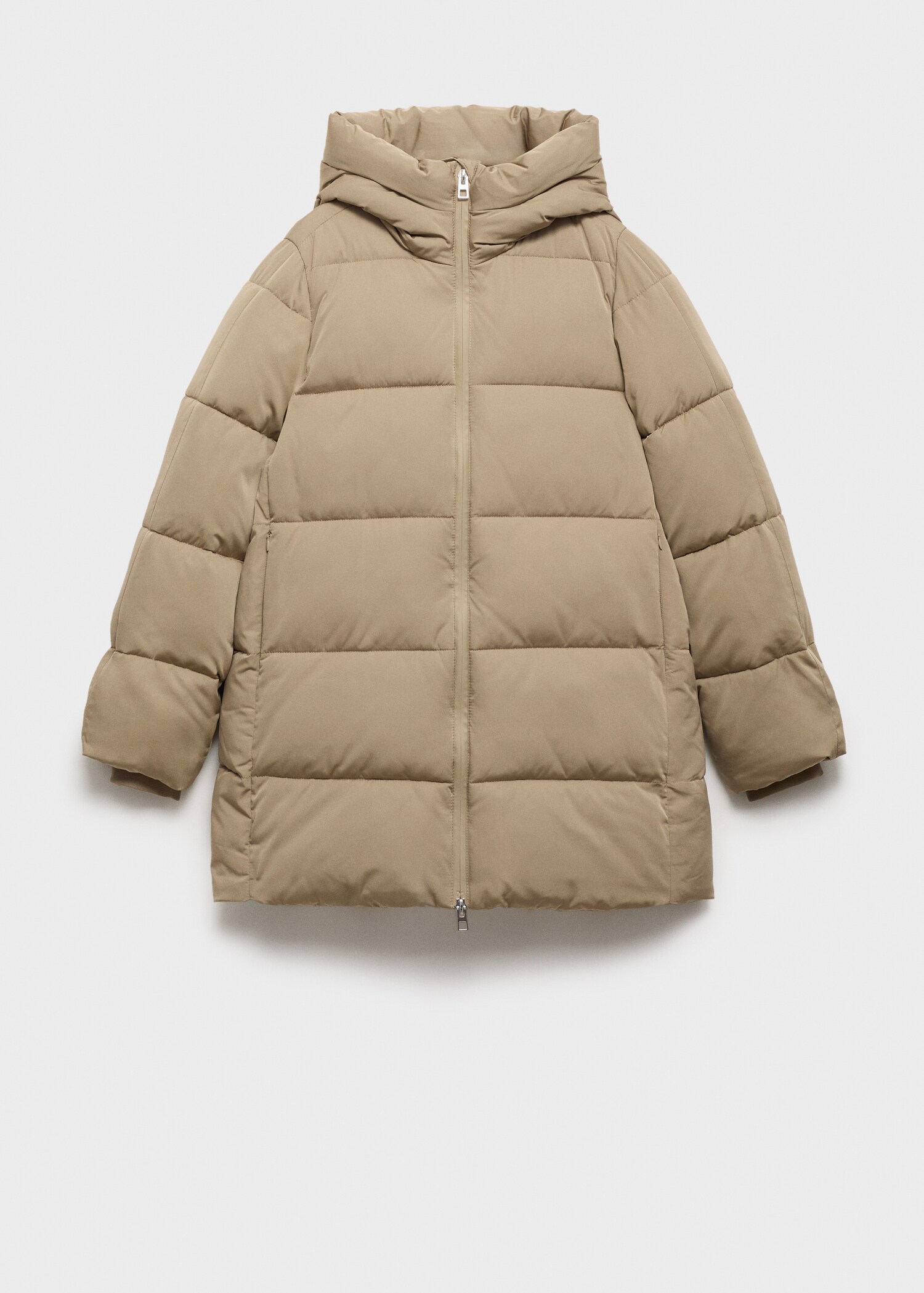 Quilted midi anorak with hood - Article without model