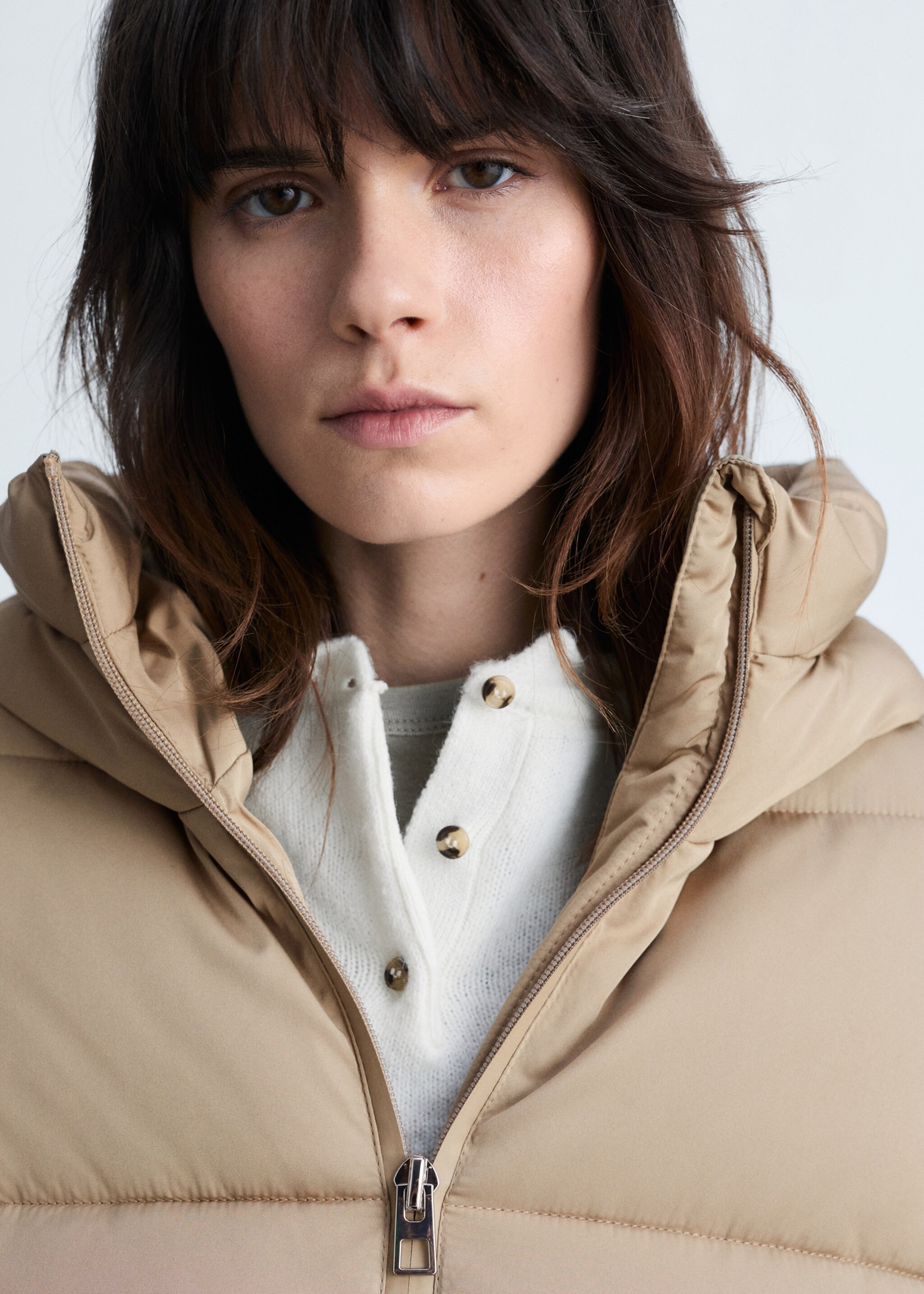 Quilted midi anorak with hood - Details of the article 1