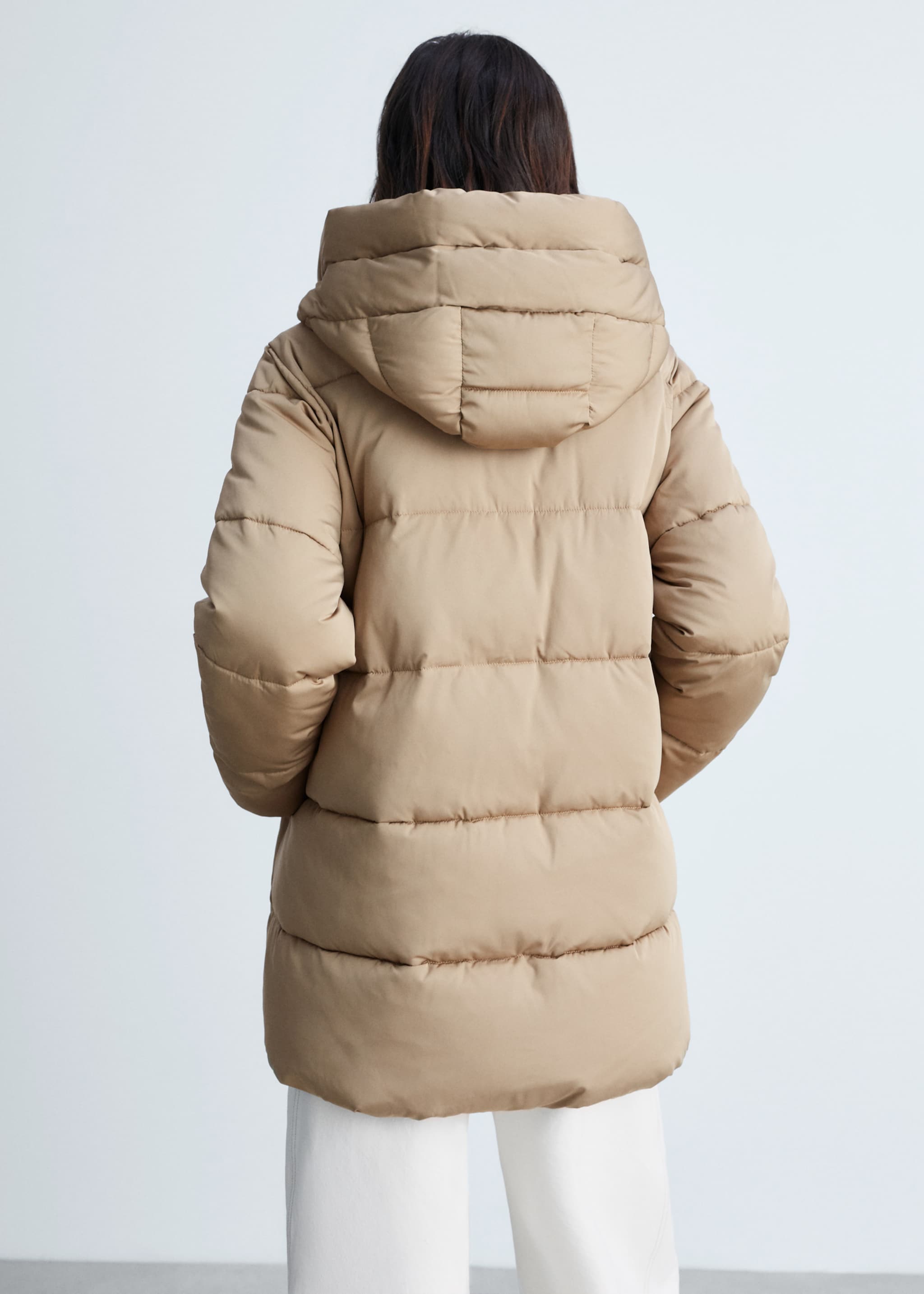 Quilted midi anorak with hood - Reverse of the article