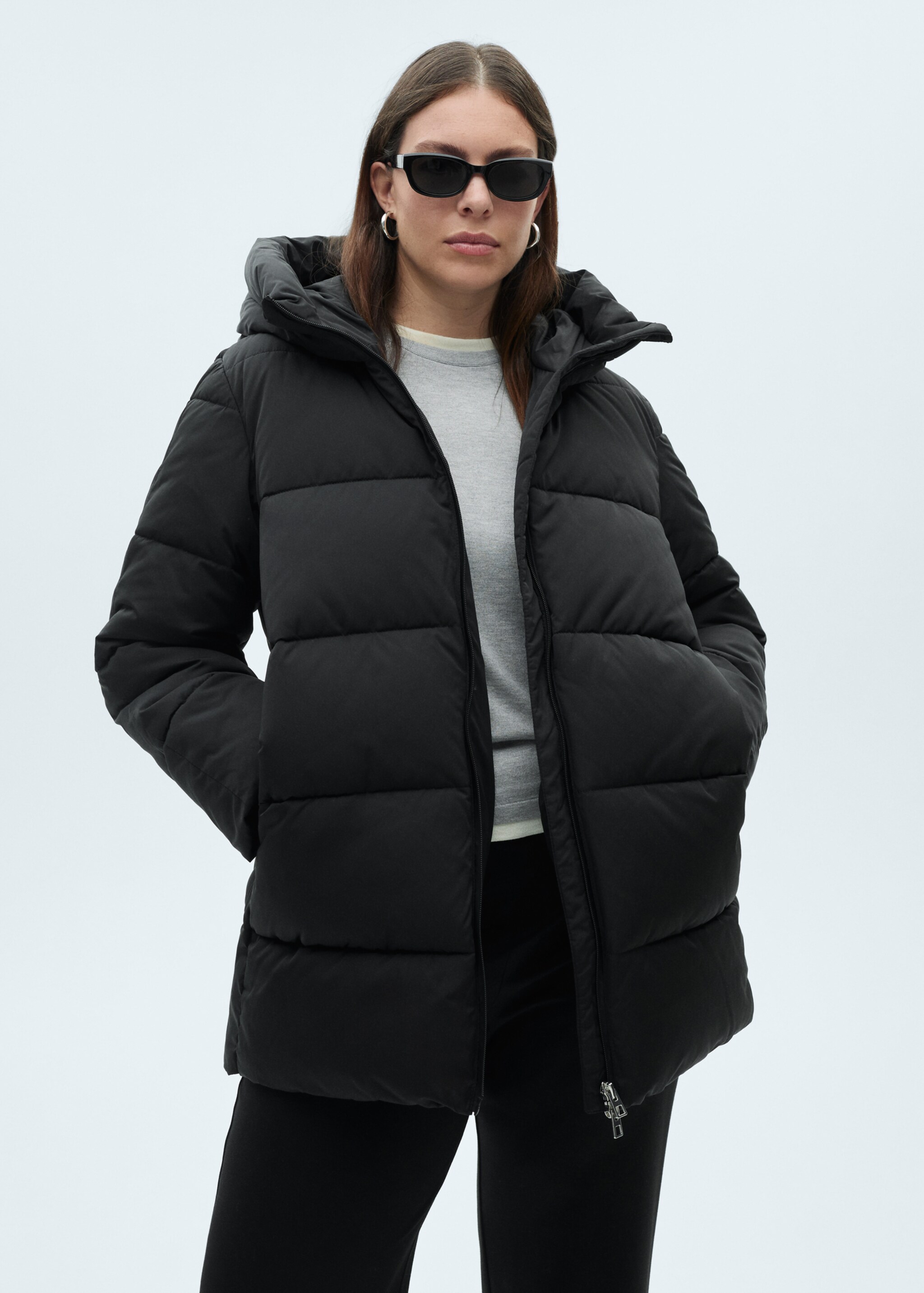 Quilted midi anorak with hood - Details of the article 5