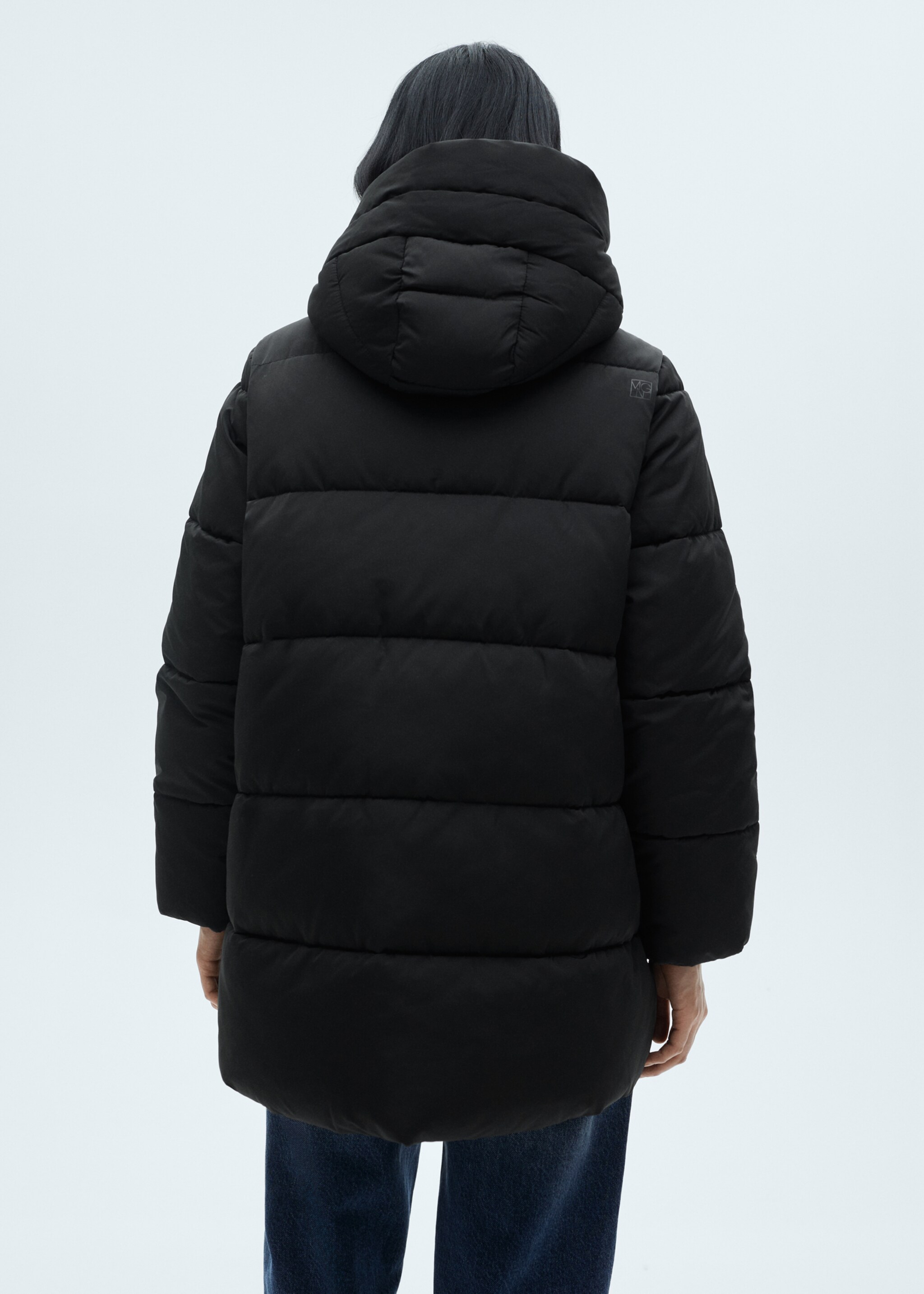 Quilted midi anorak with hood - Reverse of the article