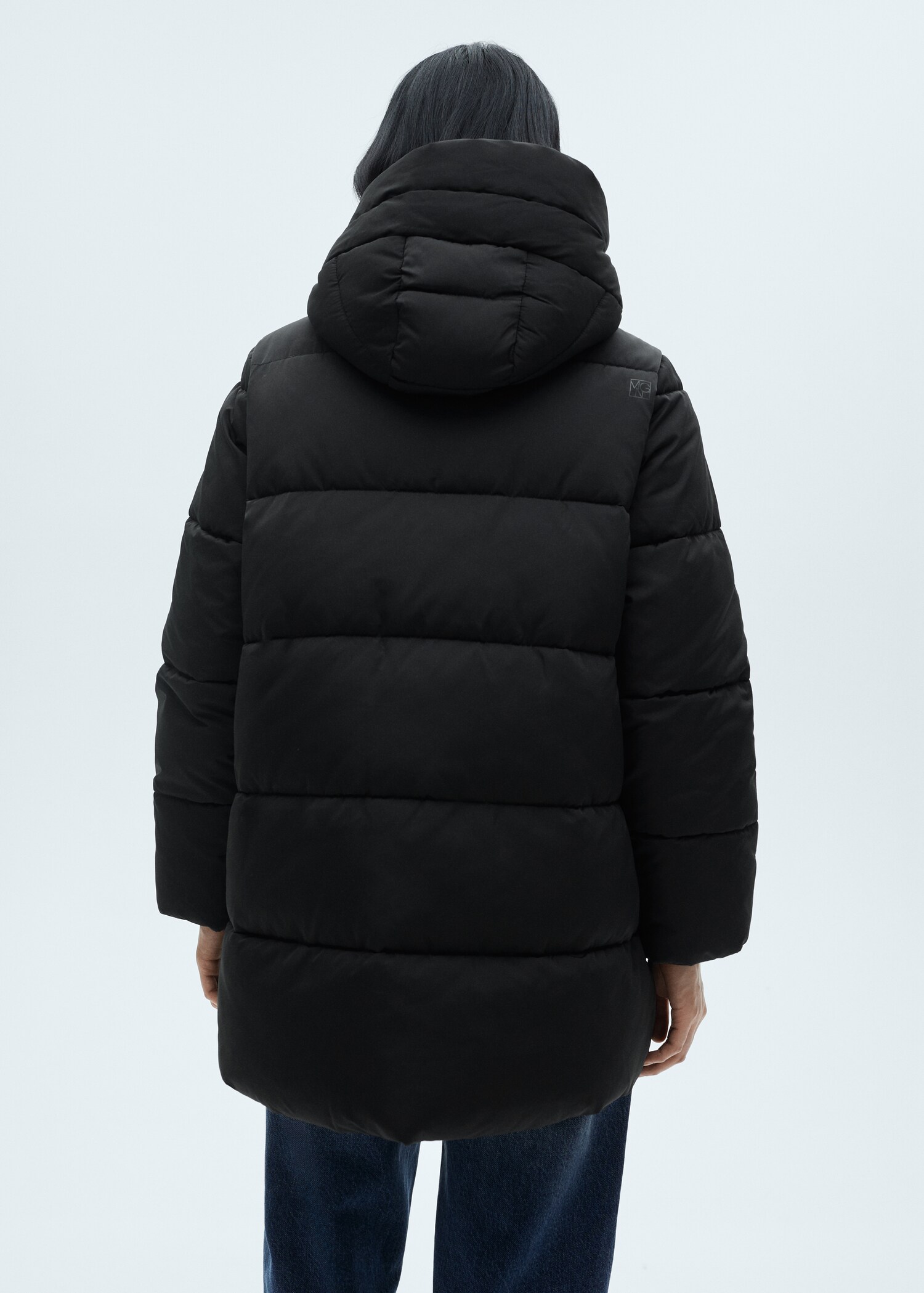 Quilted midi anorak with hood - Reverse of the article