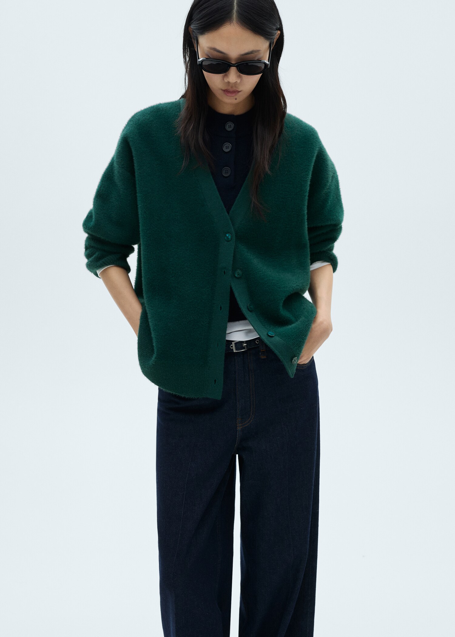 Cardigan maille imitation fourrure - Plan moyen