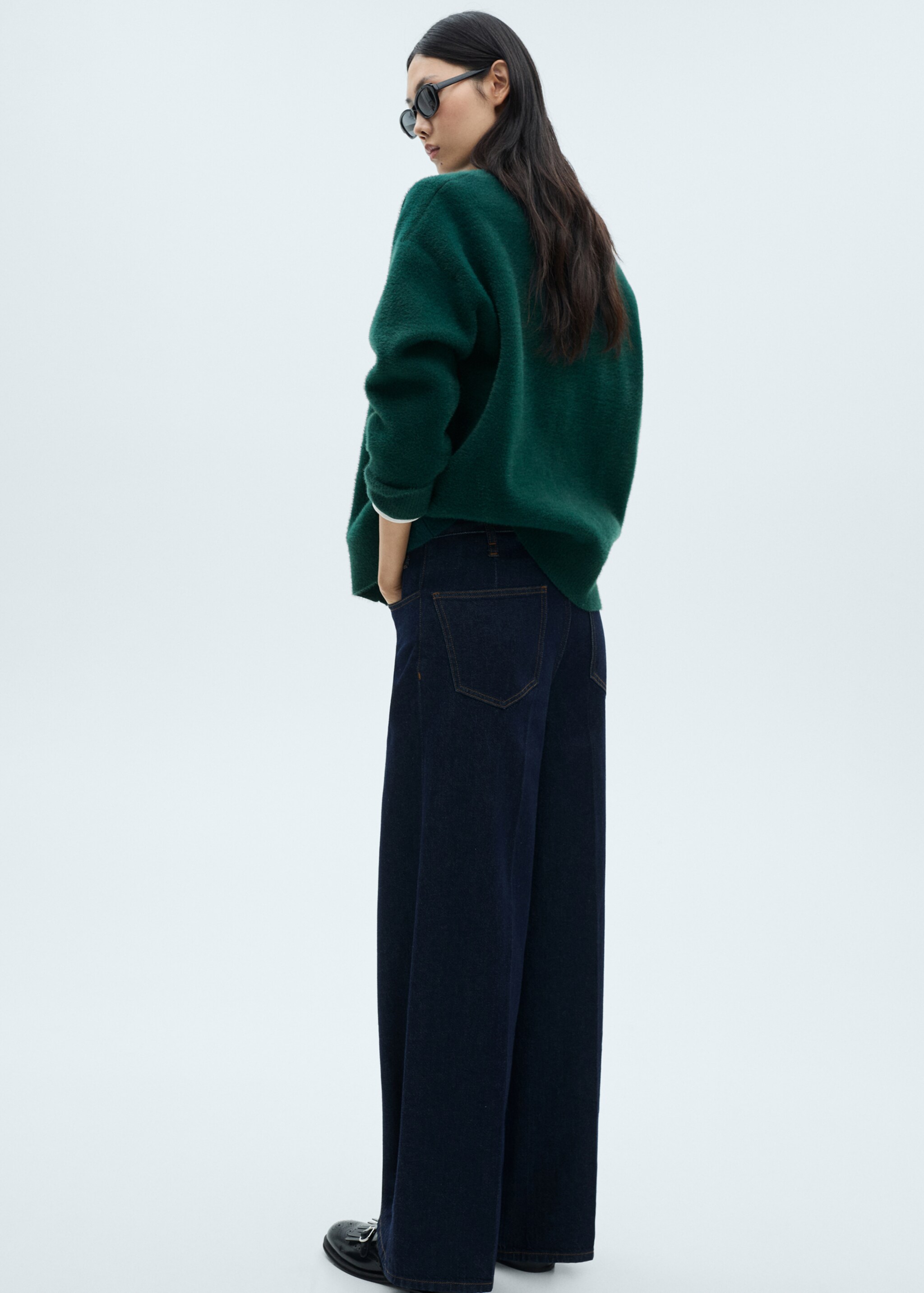 Cardigan de malha com efeito de pelo - Verso do artigo