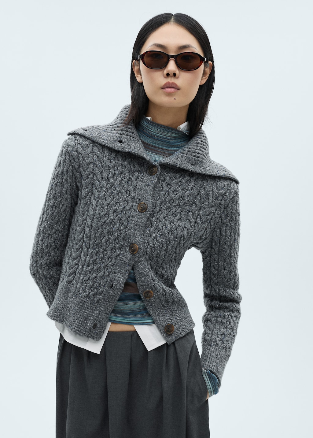 Cabled heather cardigan - Women | MANGO USA