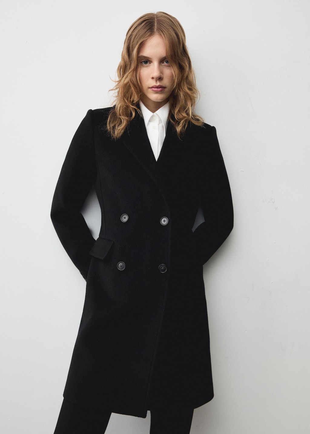Double-breasted midi wool coat - Women | MANGO USA Double-breasted midi wool coat - Women | MANGO USA