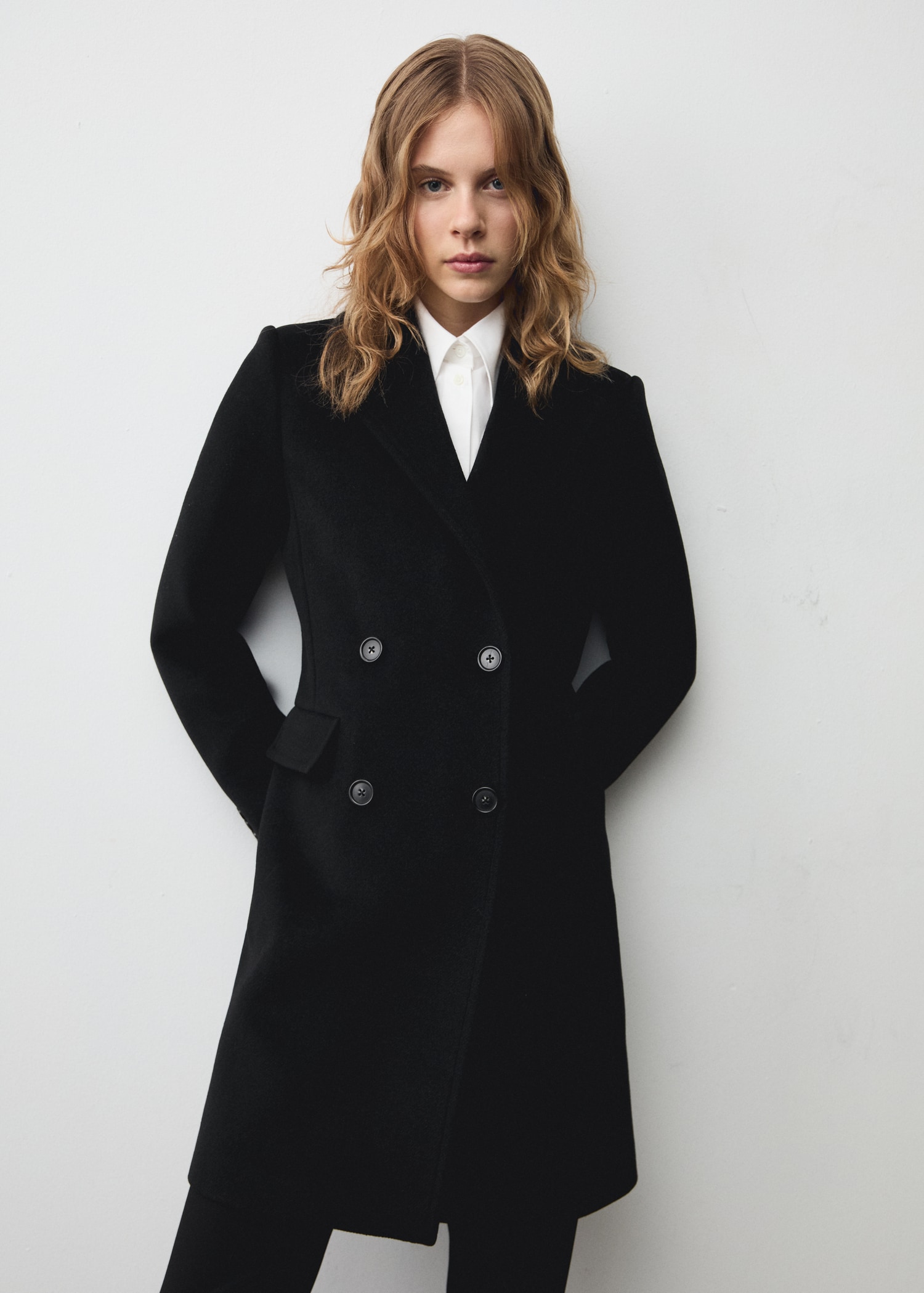 Double-breasted midi wool coat - Main Image