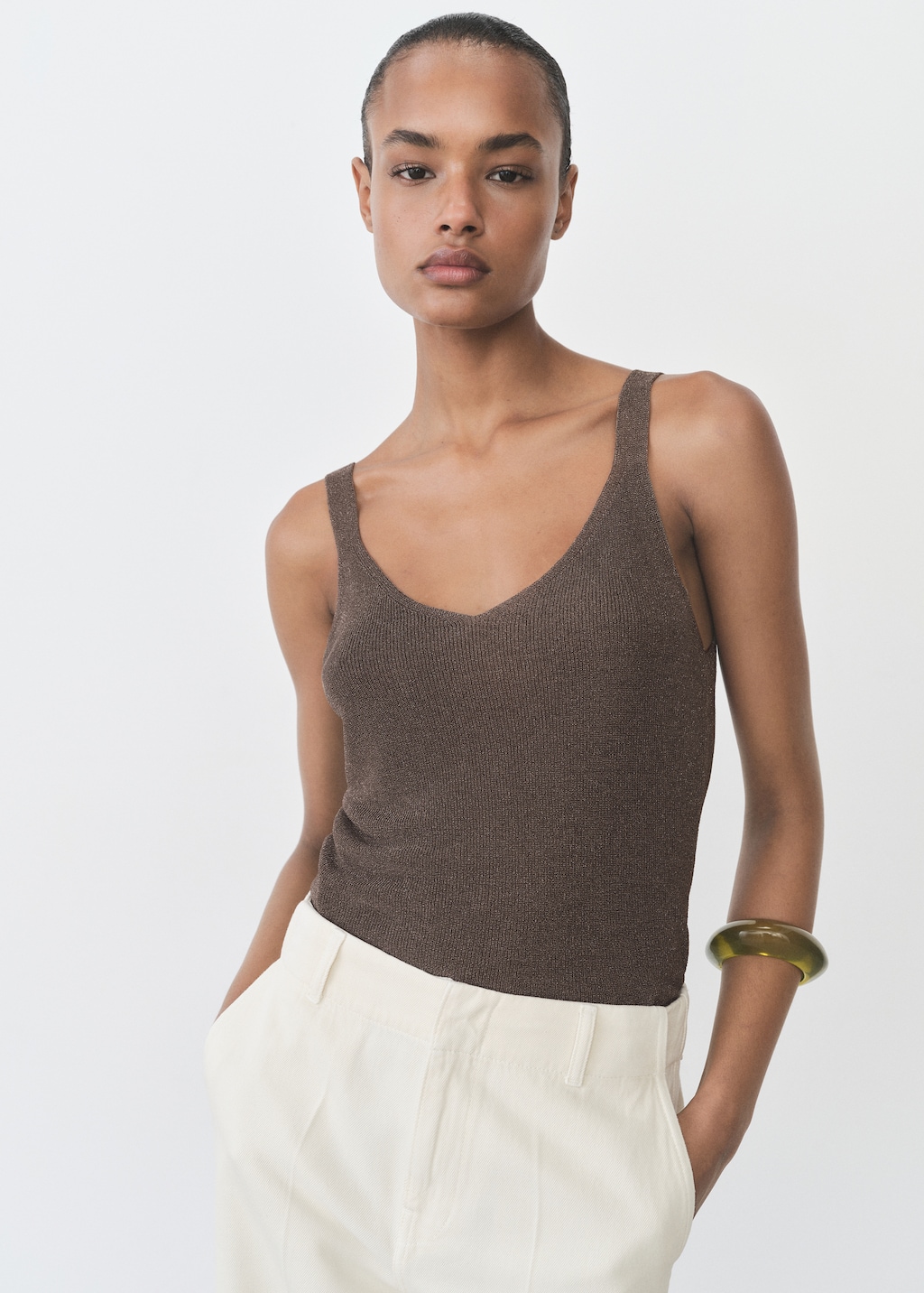 Mango Lurex knitted top