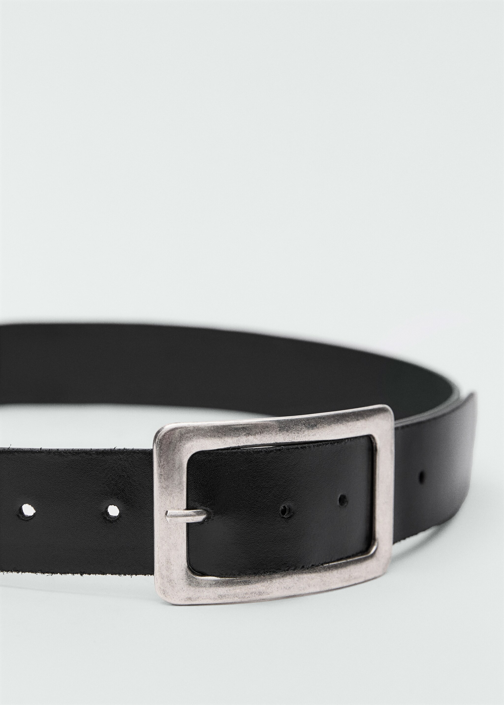 Leather belt with square buckle  - Medium plane