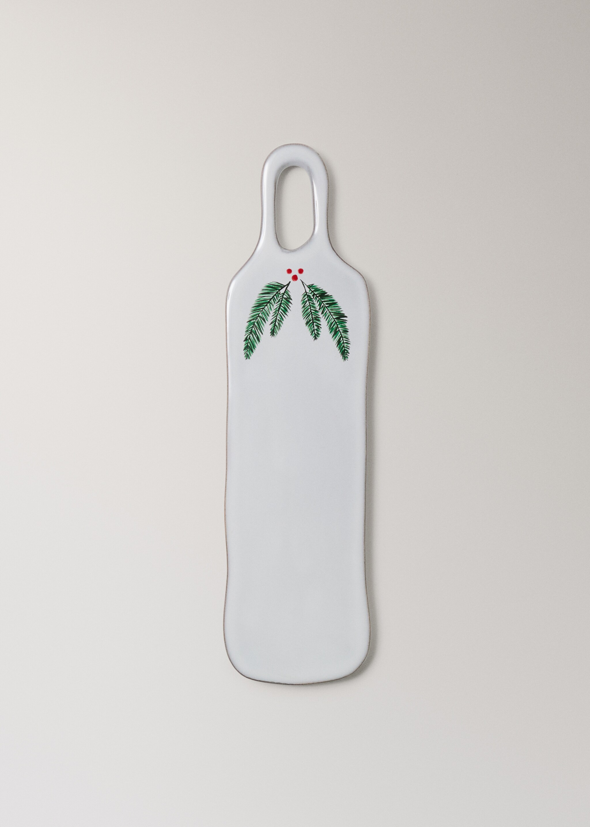 Handbemalte, längliche Steingutvase - Artikel ohne Model, Weiß. Ref: 87050460-00.