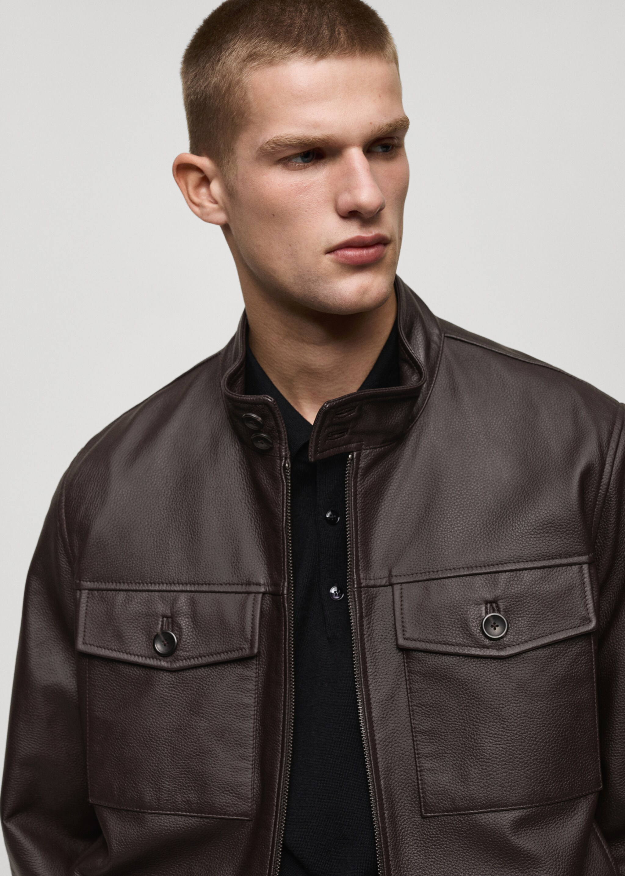 Blouson biker cuir poches - Détail de l'article 1