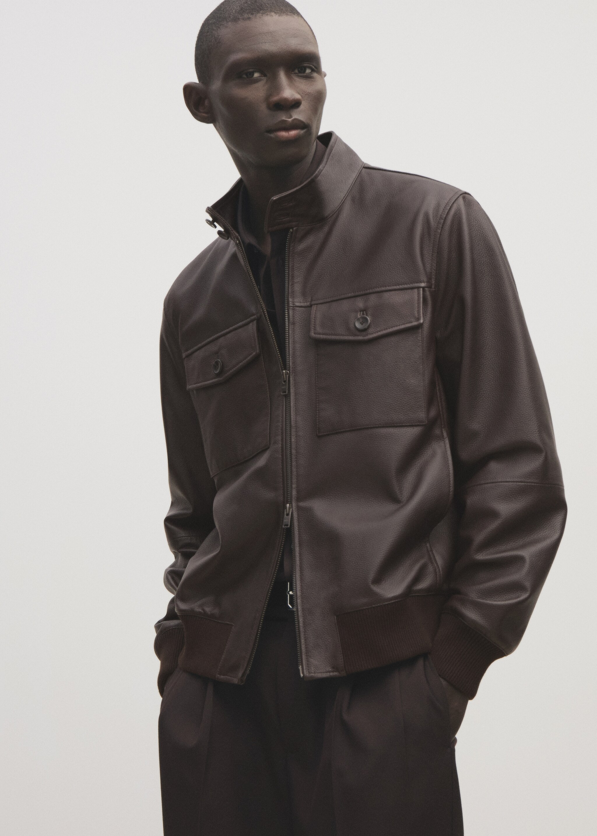 Blouson biker cuir poches - Détail de l'article 5