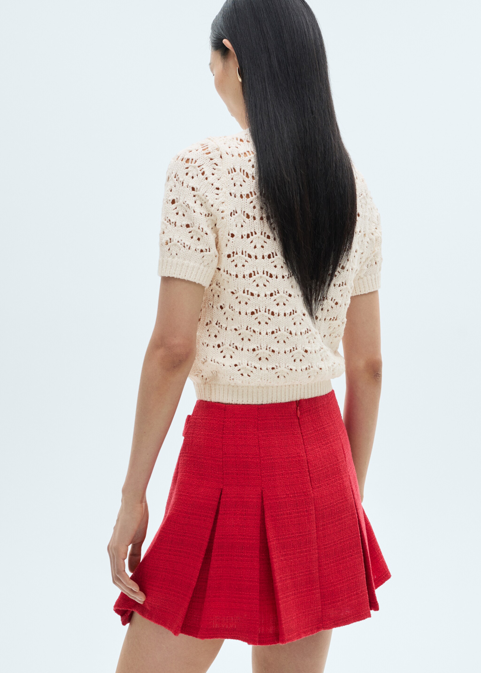Short openwork knitted sweater - Reverse of the article