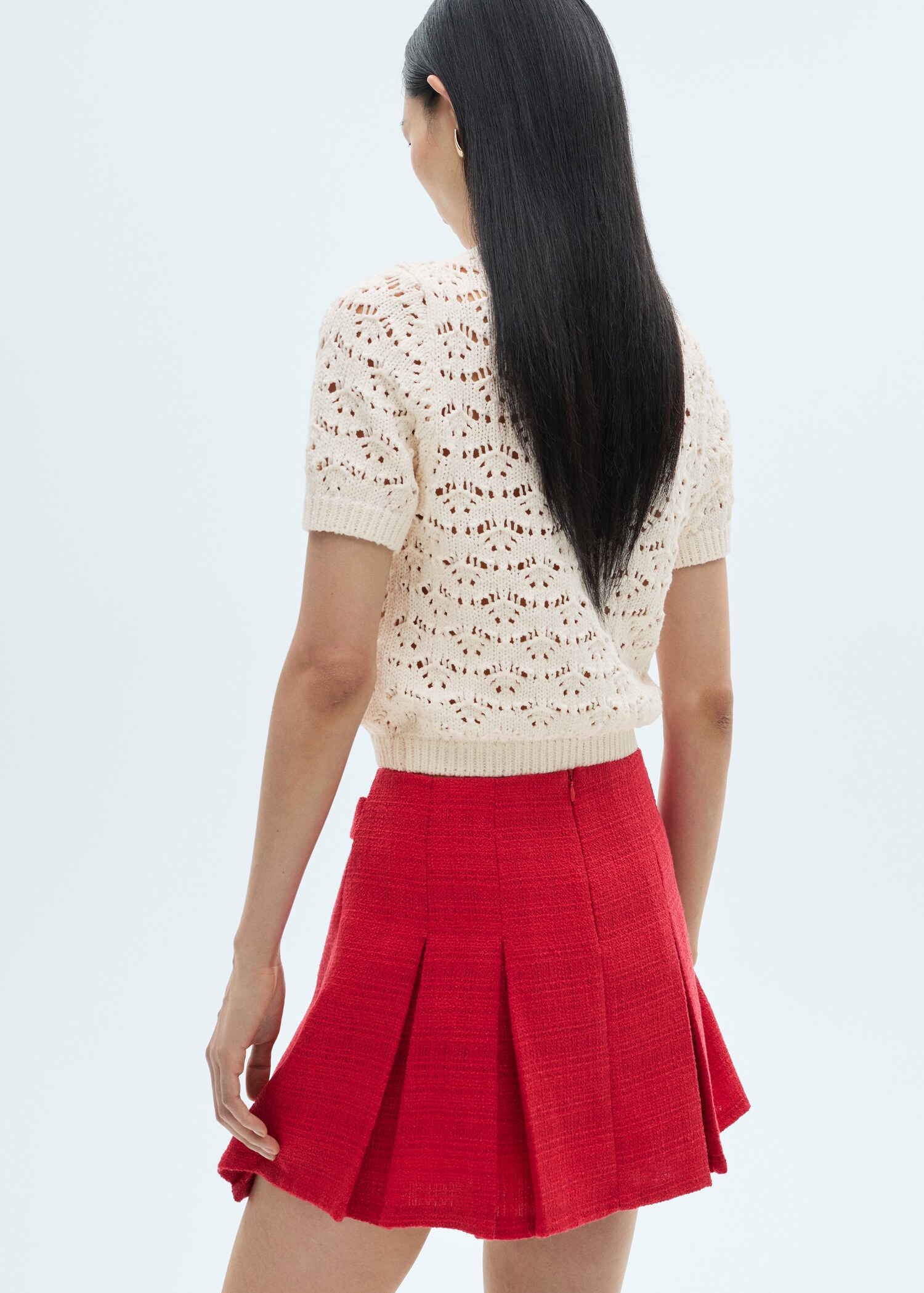 Sweater rajutan openwork pendek - Versi terbalik dari barang