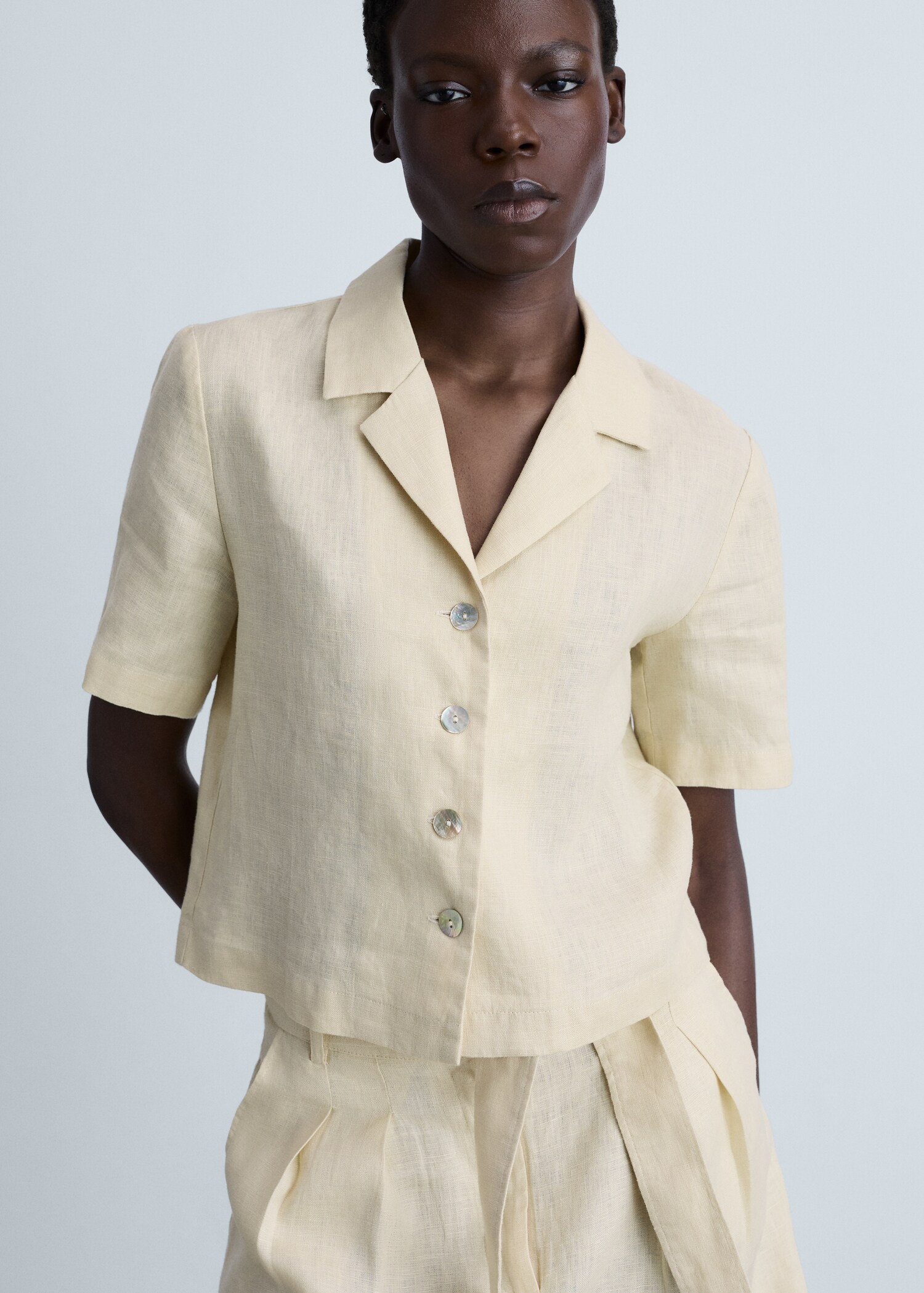 Linnen blouse met korte mouwen - Middenvlak