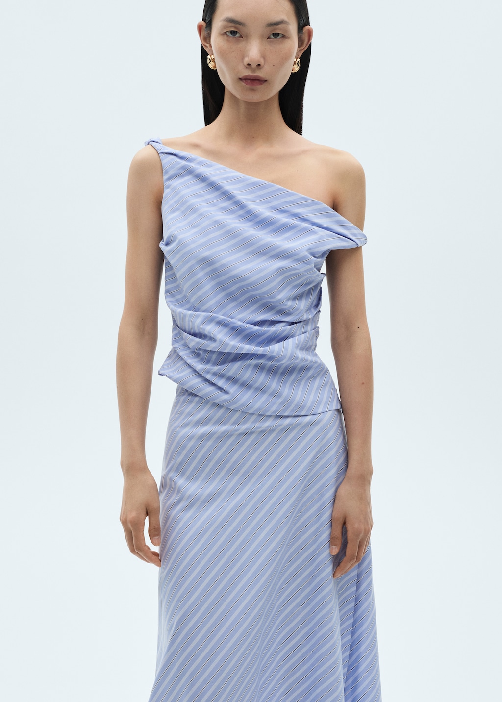 Striped draped asymmetric top - Women | MANGO USA Striped draped asymmetric top - Women | MANGO USA