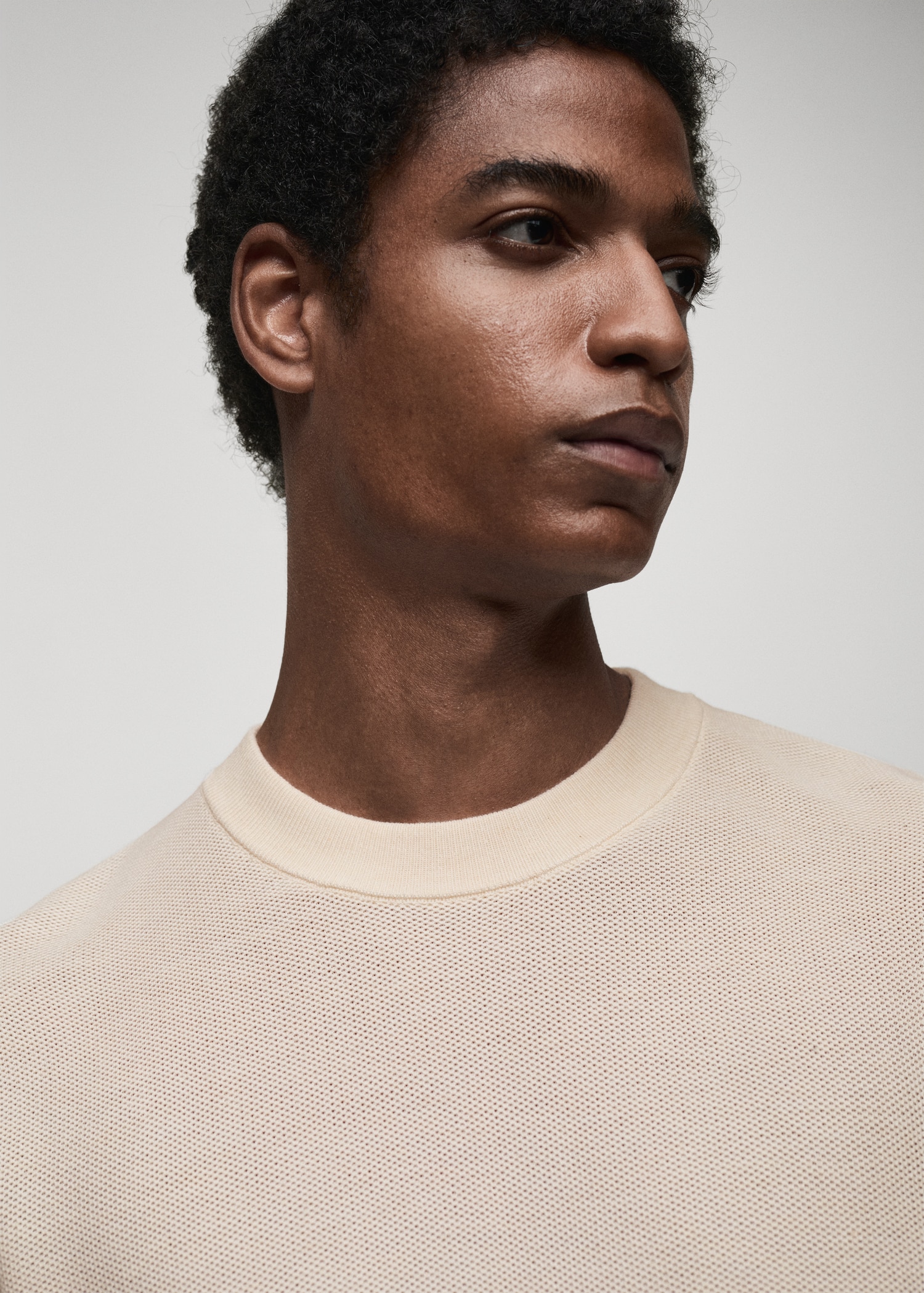 Microstructured cotton knitted sweater - Details of the article 1