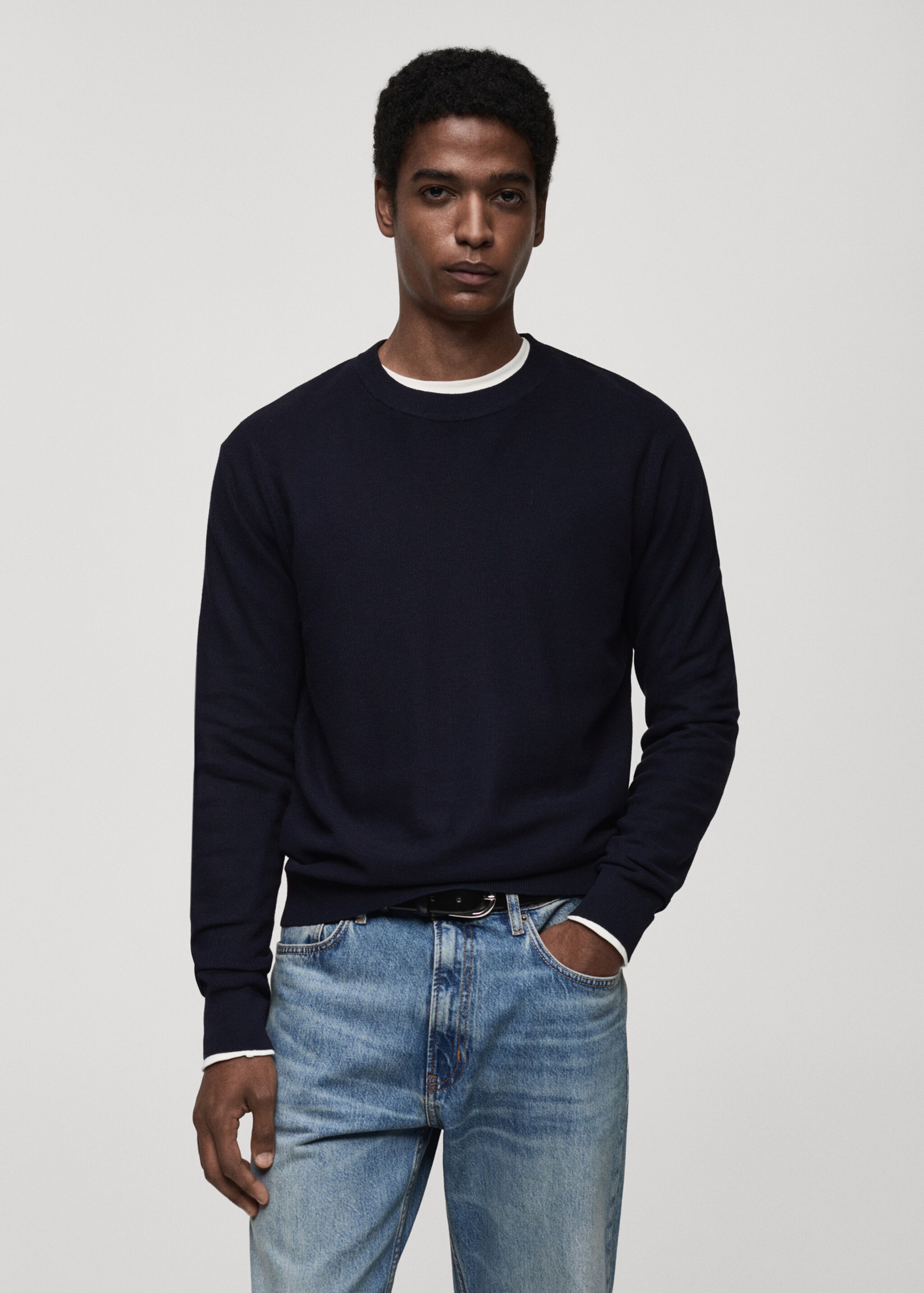 Pullover maglia cotone microtexture - Piano medio