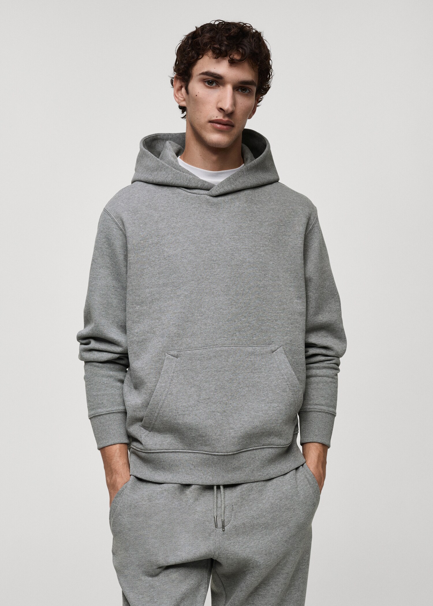 Regular fit cotton hooded sweatshirt - Medium plane