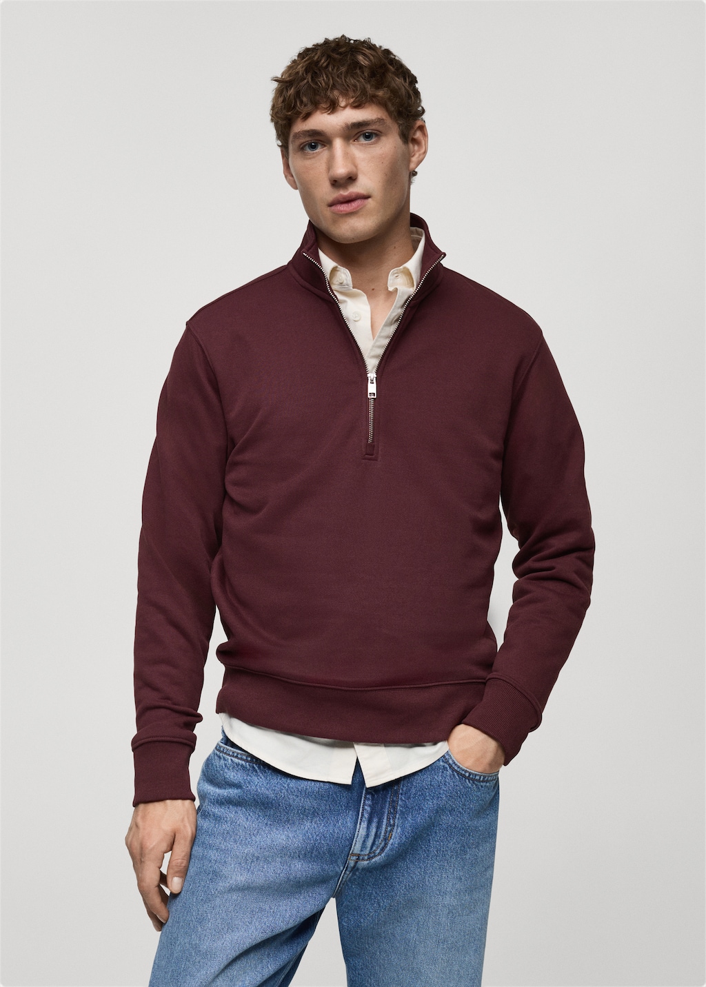 Perkins neck sweater with zip