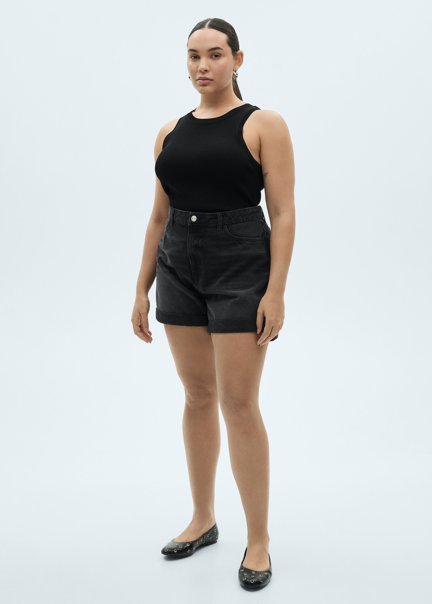 Short en jean taille haute coupe mom - Détail de l'article 3
