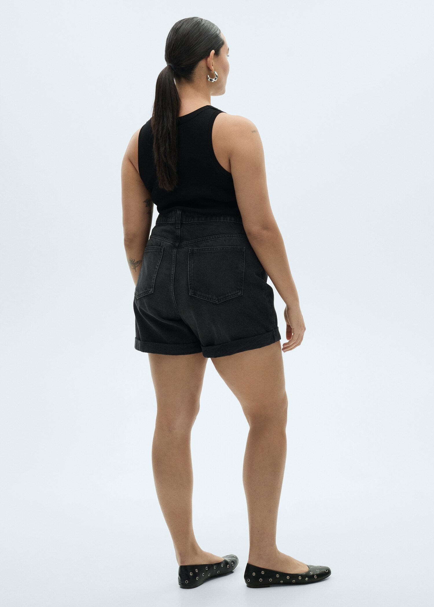 Short en jean taille haute coupe mom - Détail de l'article 4