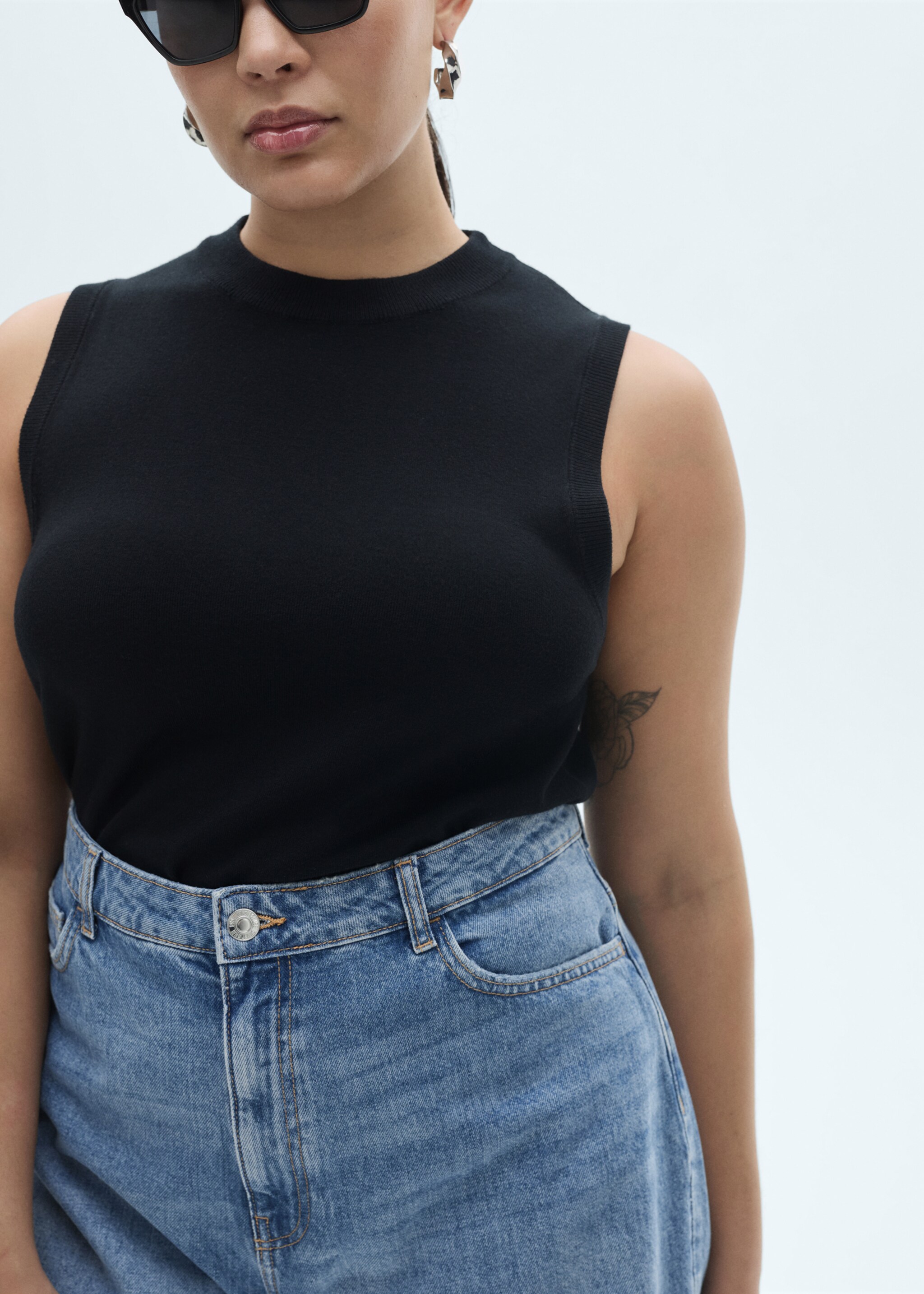 Shorts denim mom-fit tiro alto - Detalle del artículo 4