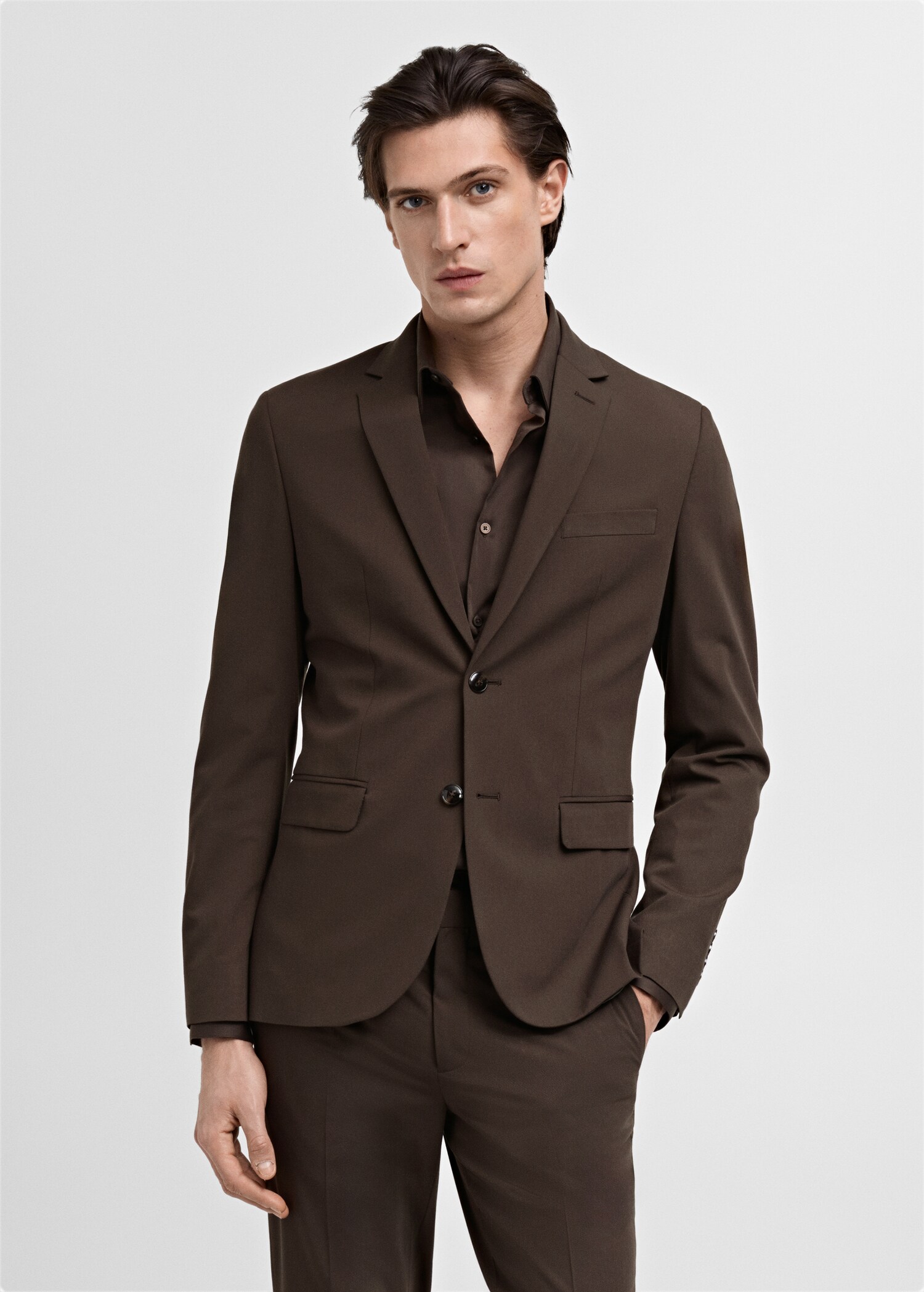 Super slim-fit suit jacket in stretch fabric - Medium plane