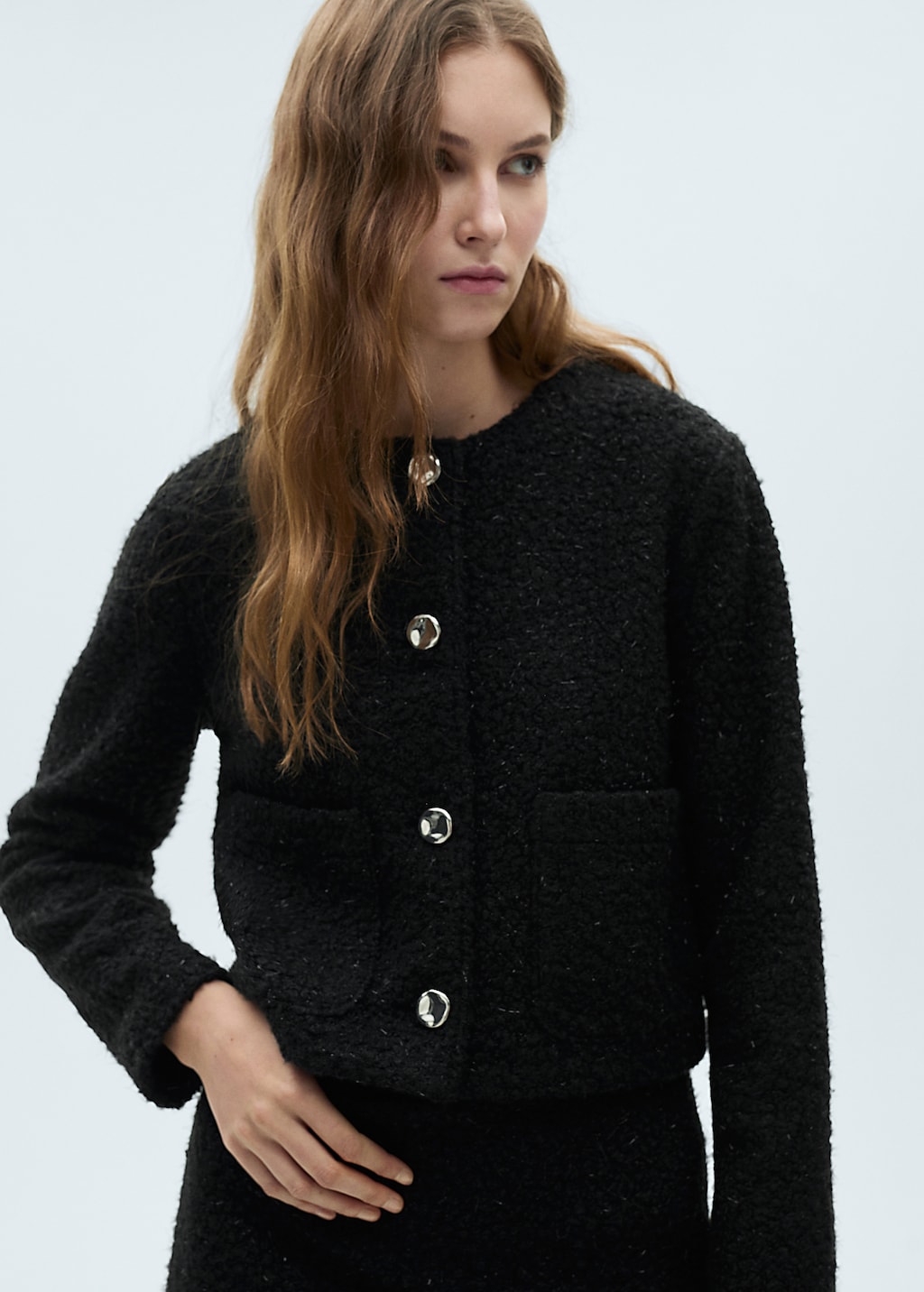 Shiny bouclé jacket - Women | MANGO USA Shiny bouclé jacket - Women | MANGO USA