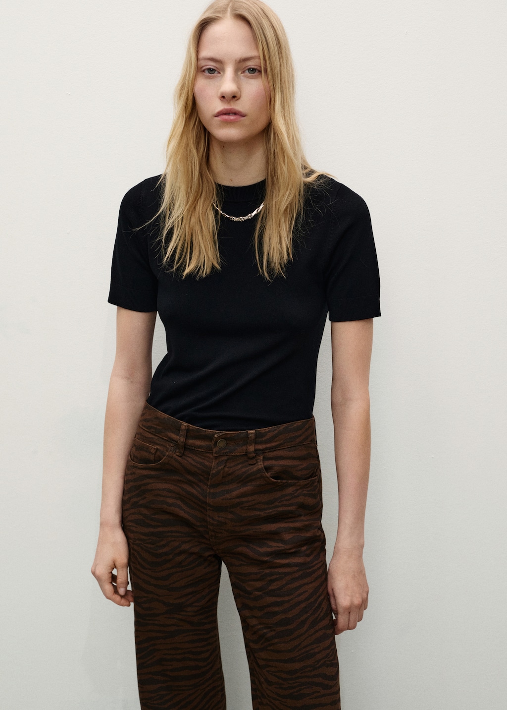 Mango Zebra-print straight-fit jeans