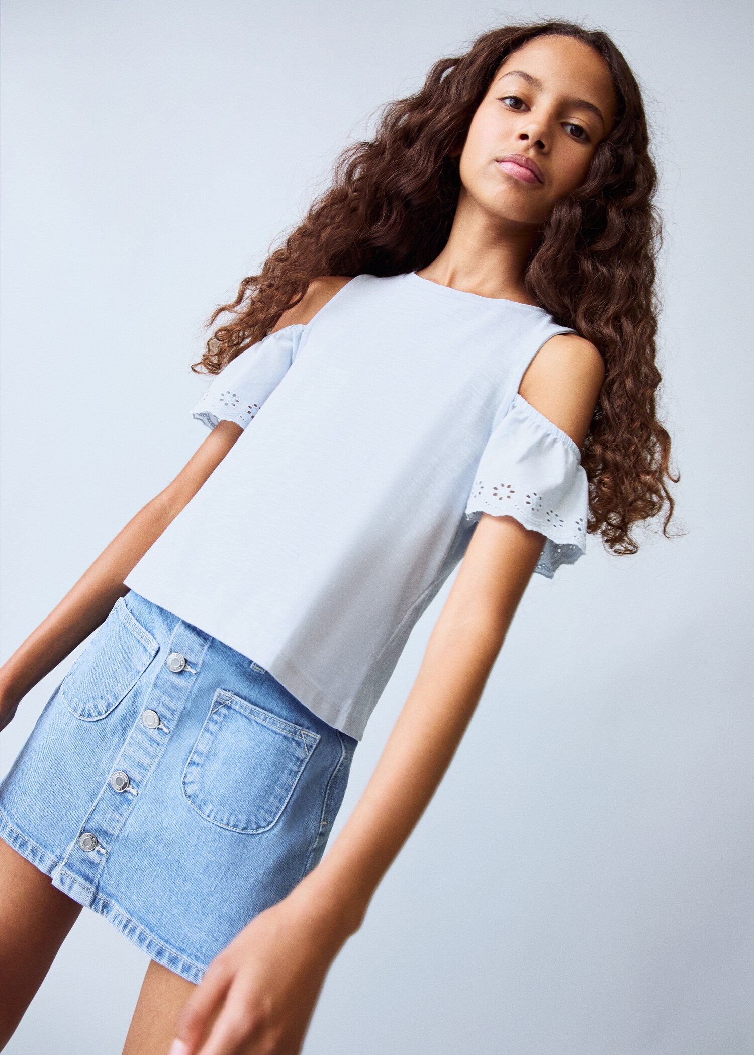 Denim rok met knopen - Middenvlak