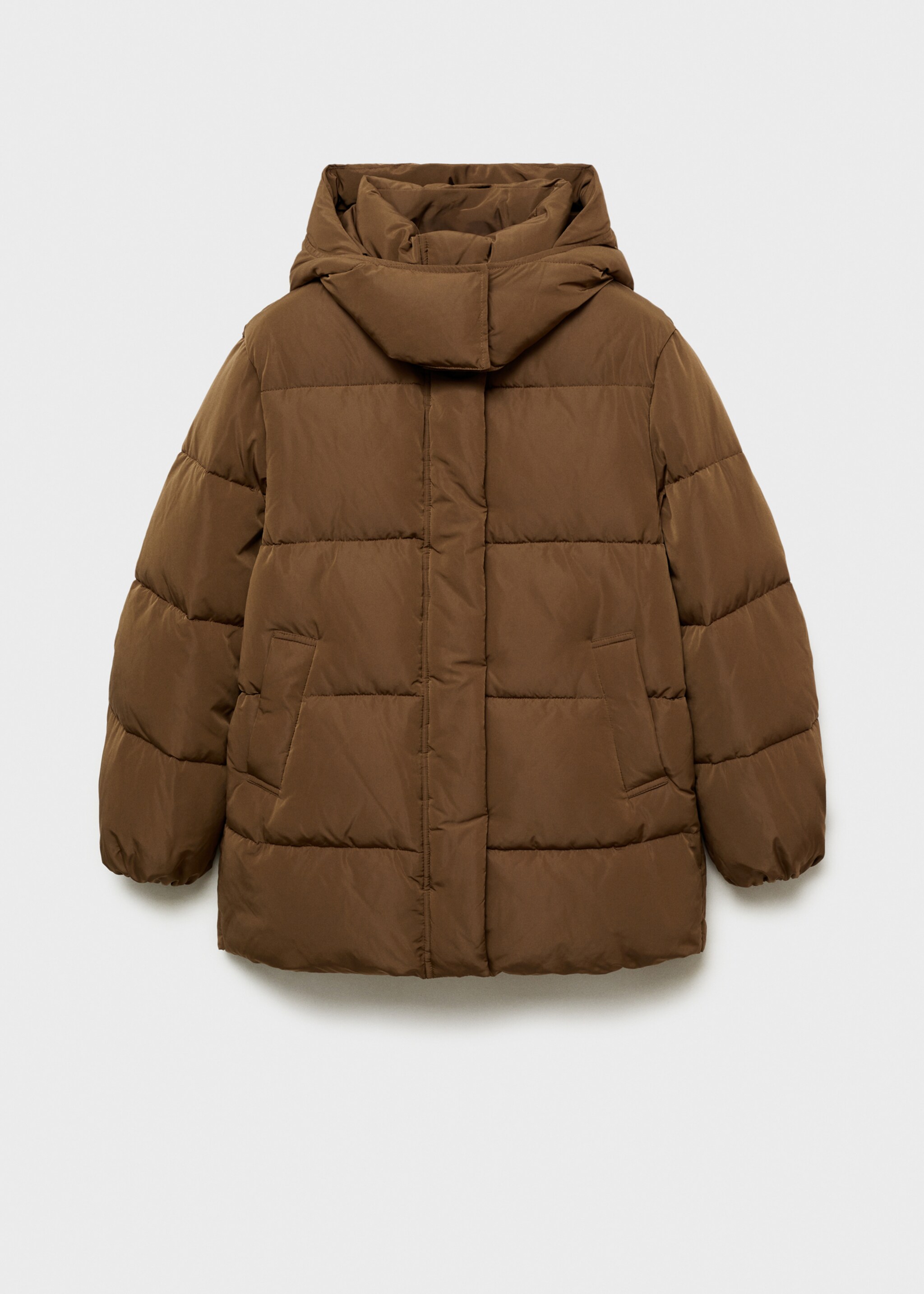 Quilted midi anorak with hood - Article without model