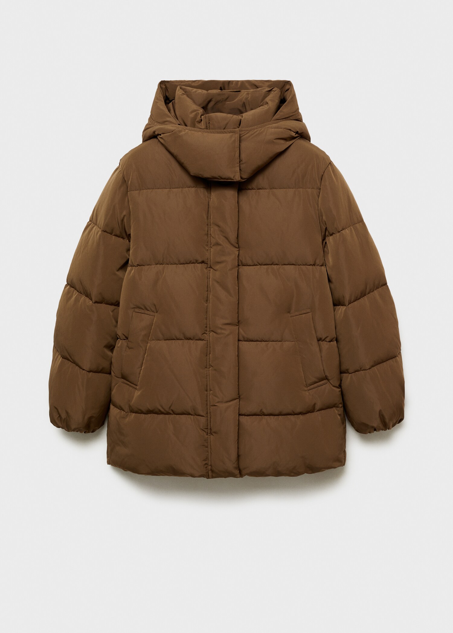 Quilted midi anorak with hood - Article without model