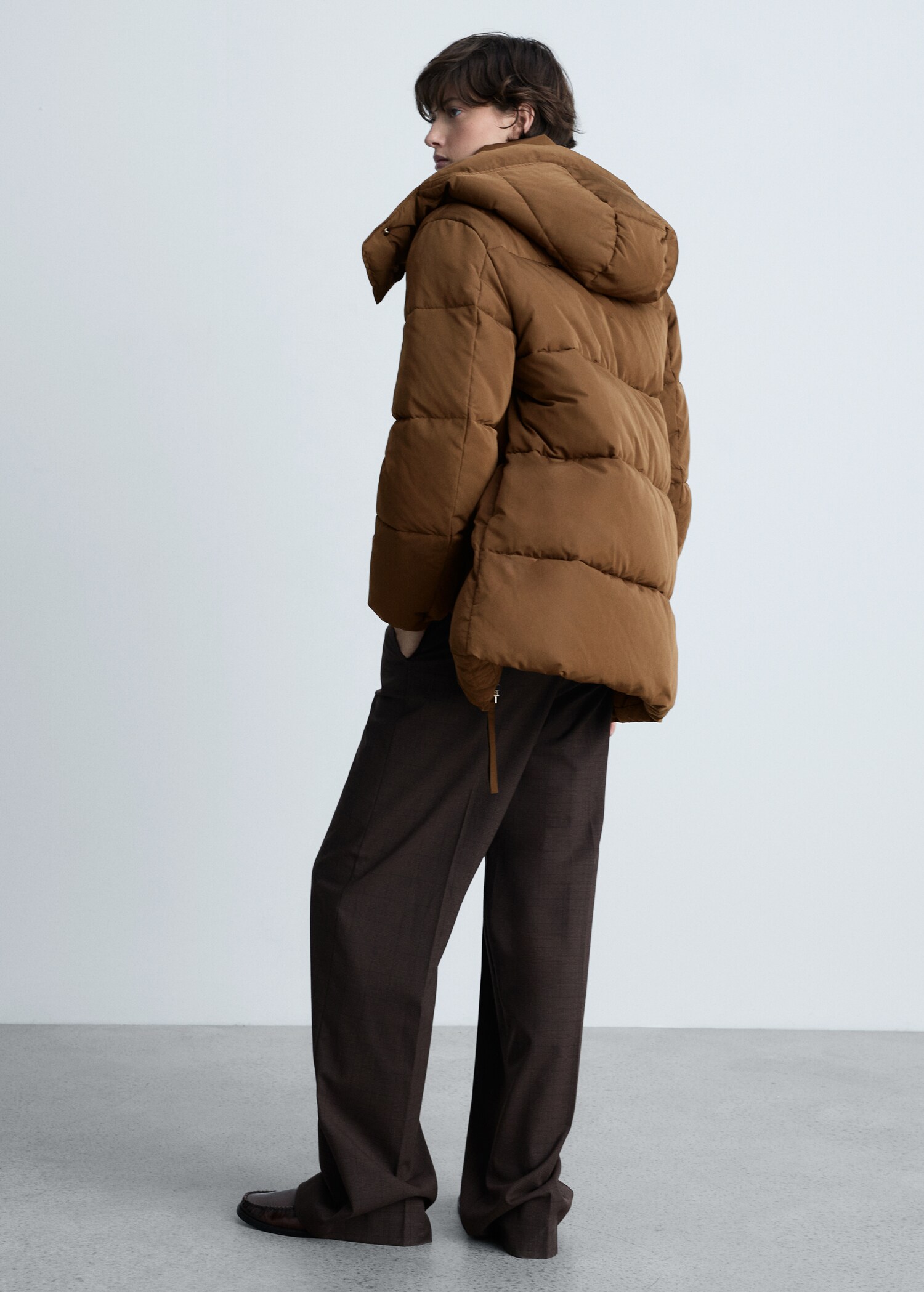 Quilted midi anorak with hood - Reverse of the article