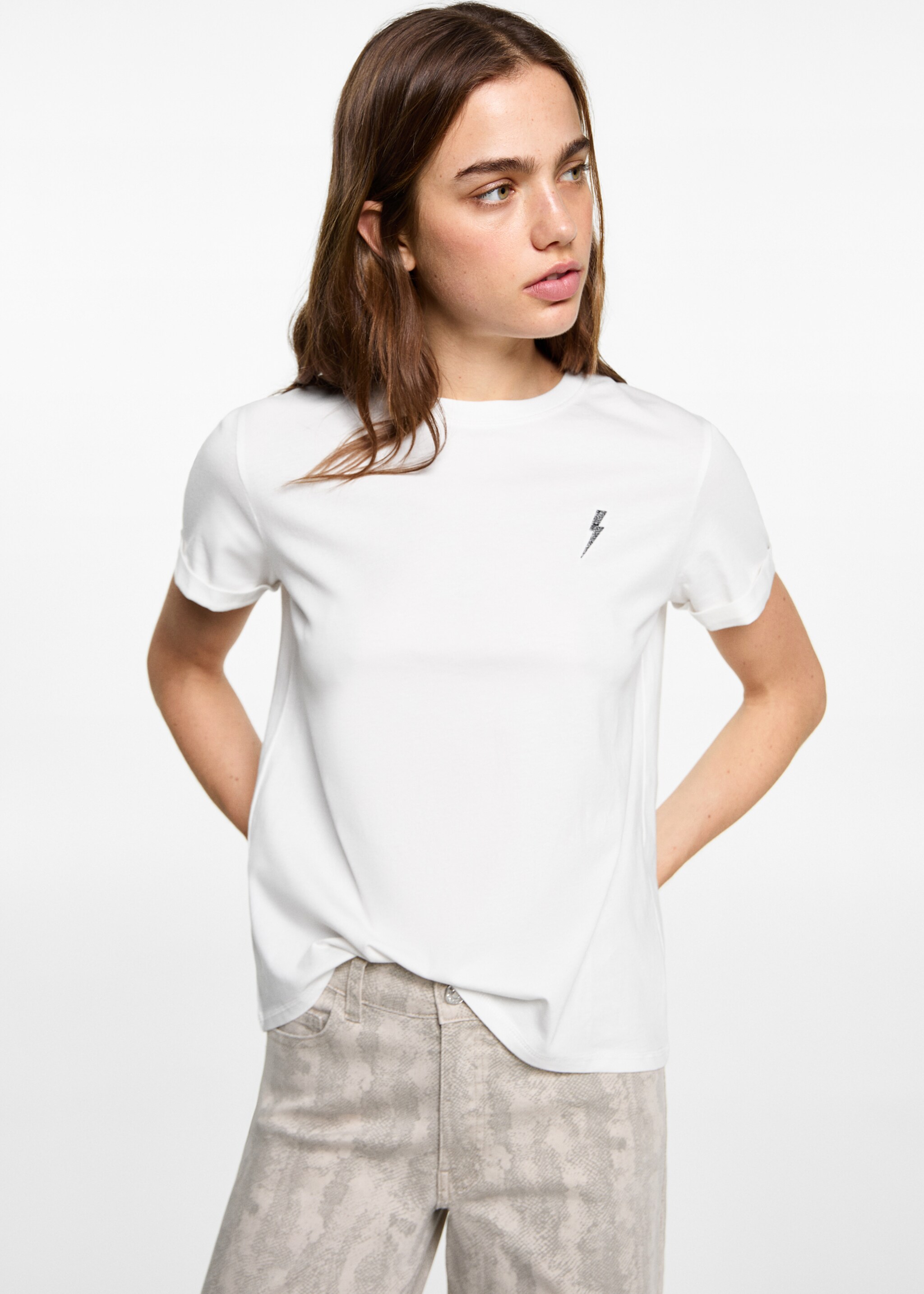 Printed cotton-blend t-shirt - Medium plane