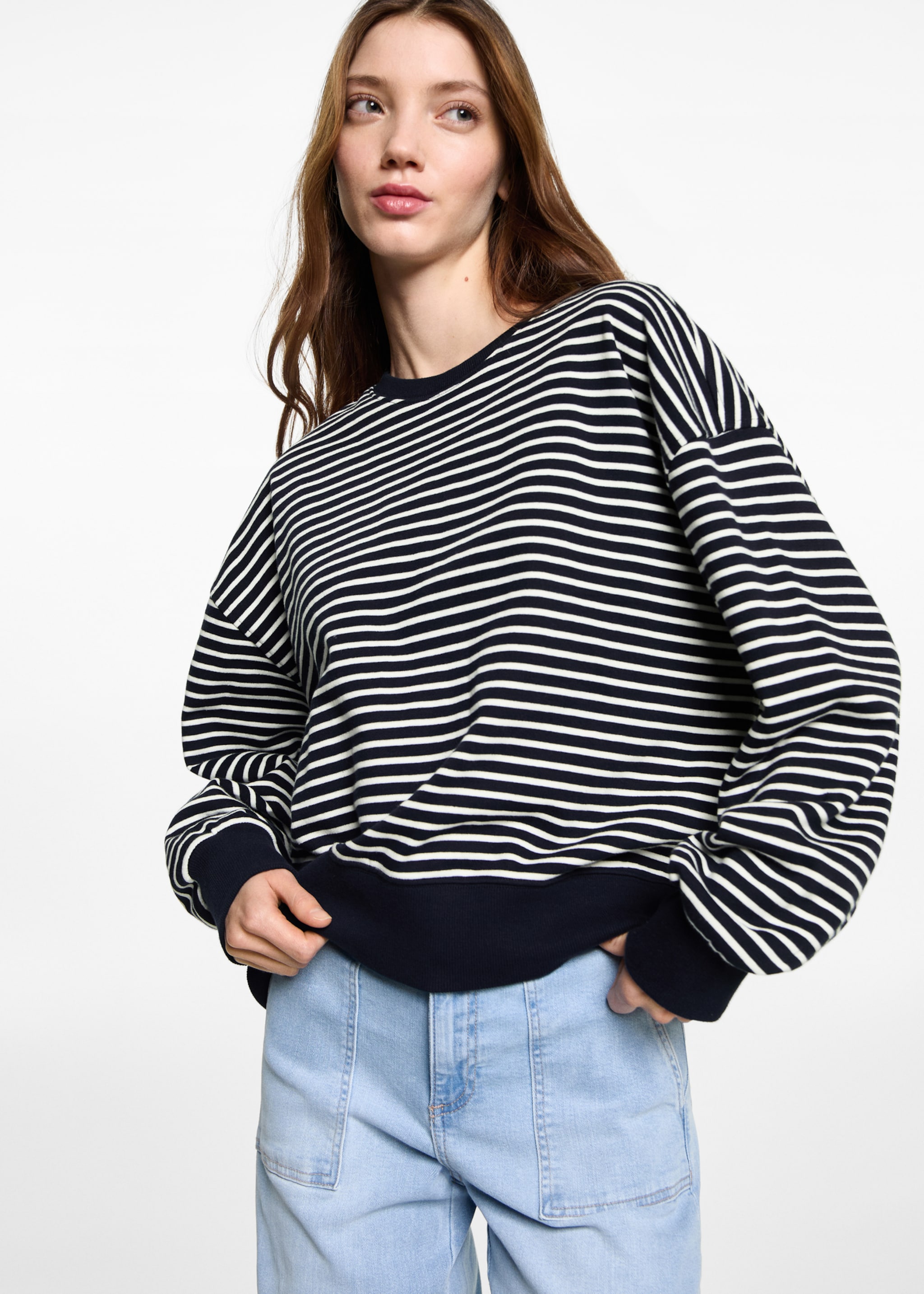 Sweat-shirt coton rayures - Plan moyen