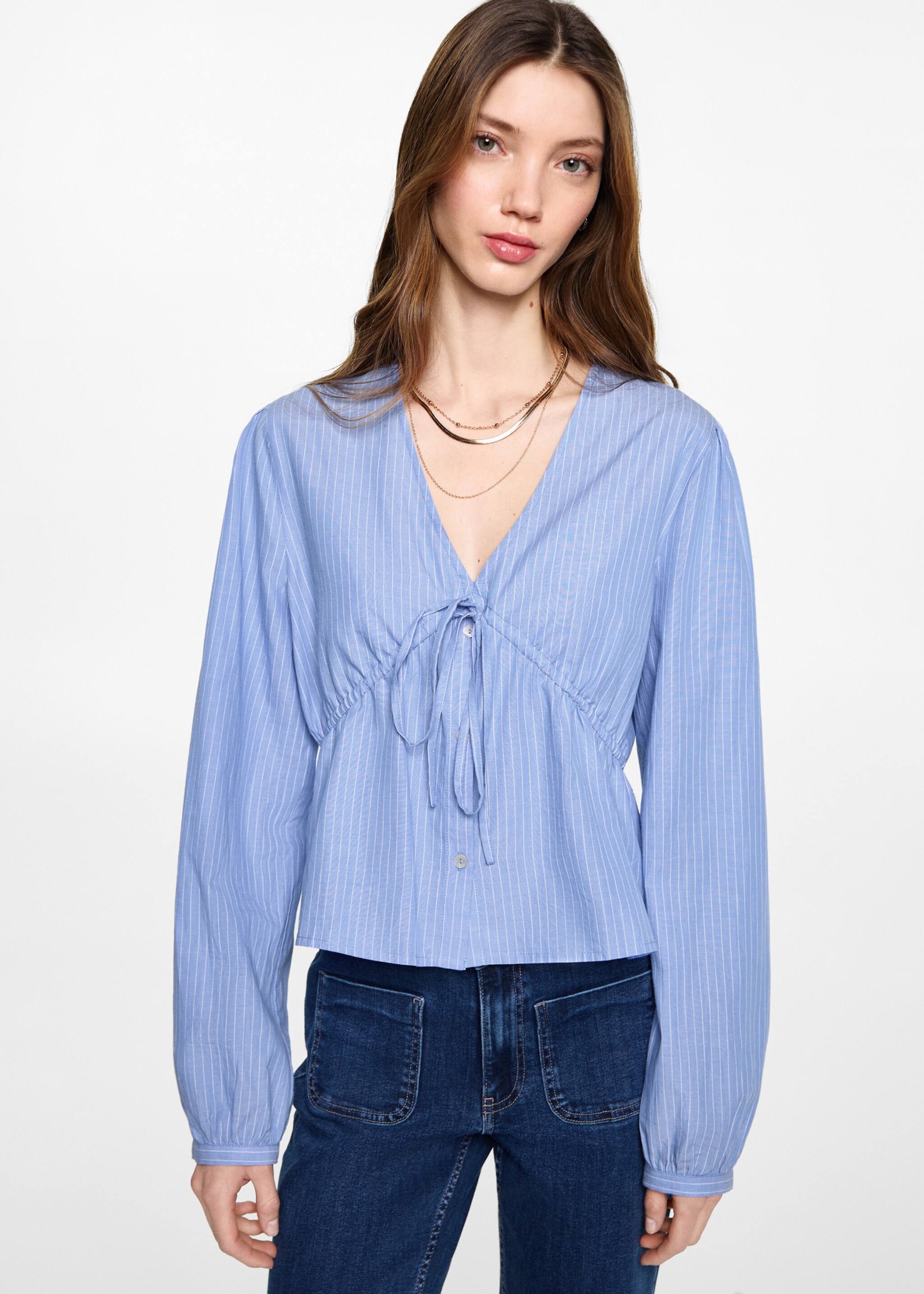 Striped bow blouse - Medium plane
