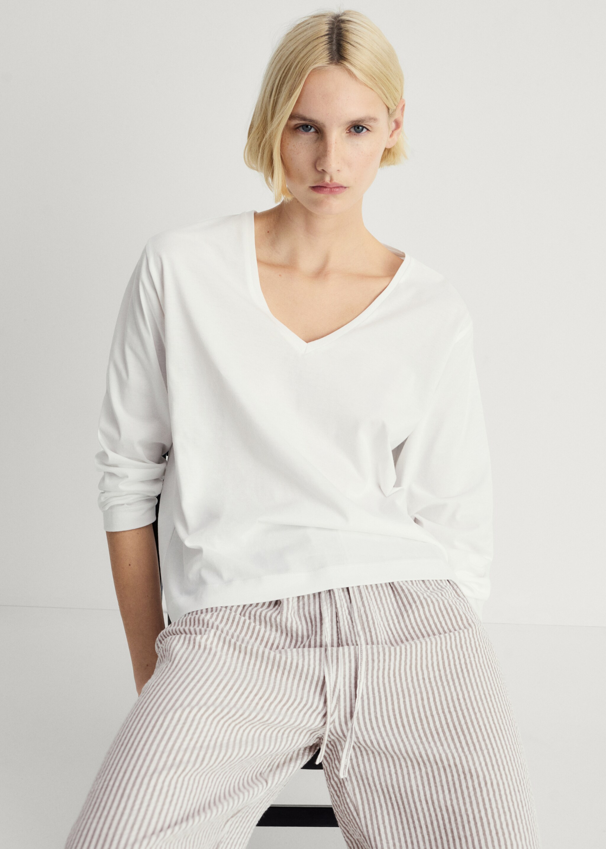 Seersucker striped two-piece pyjamas - Medium plane